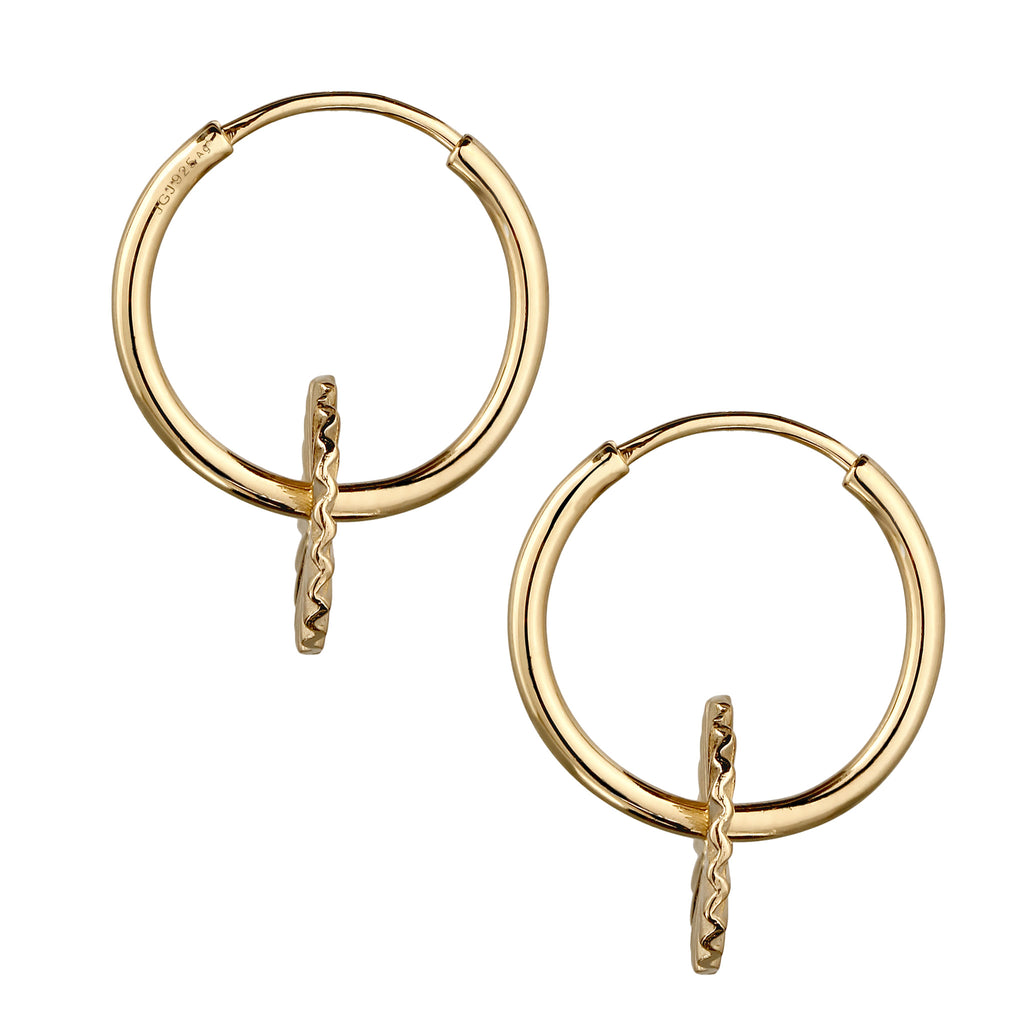 Gold - Elli | Creolen Sonne | 925 Sterling Silber vergoldet