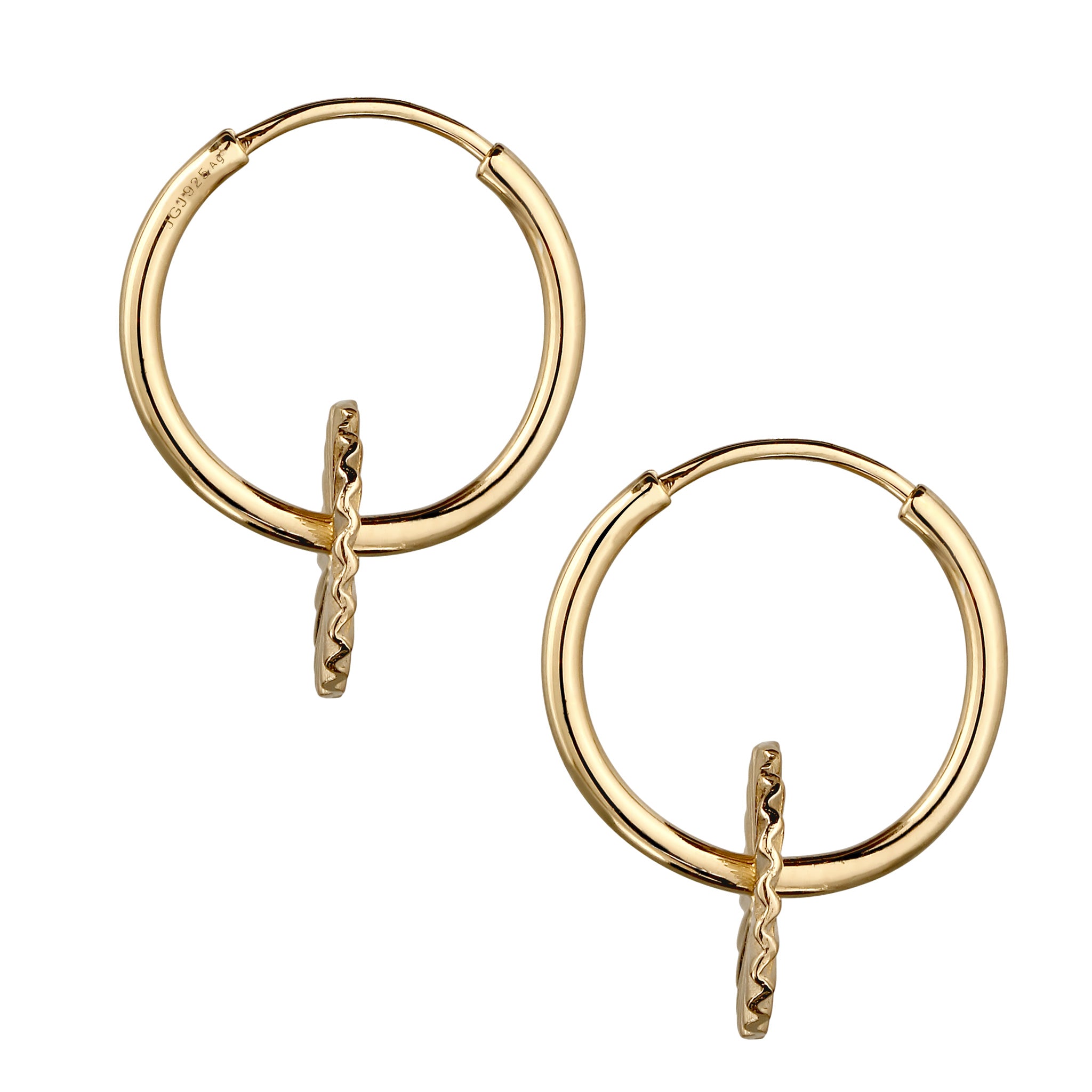 Gold - Elli | Creolen Sonne | 925 Sterling Silber vergoldet