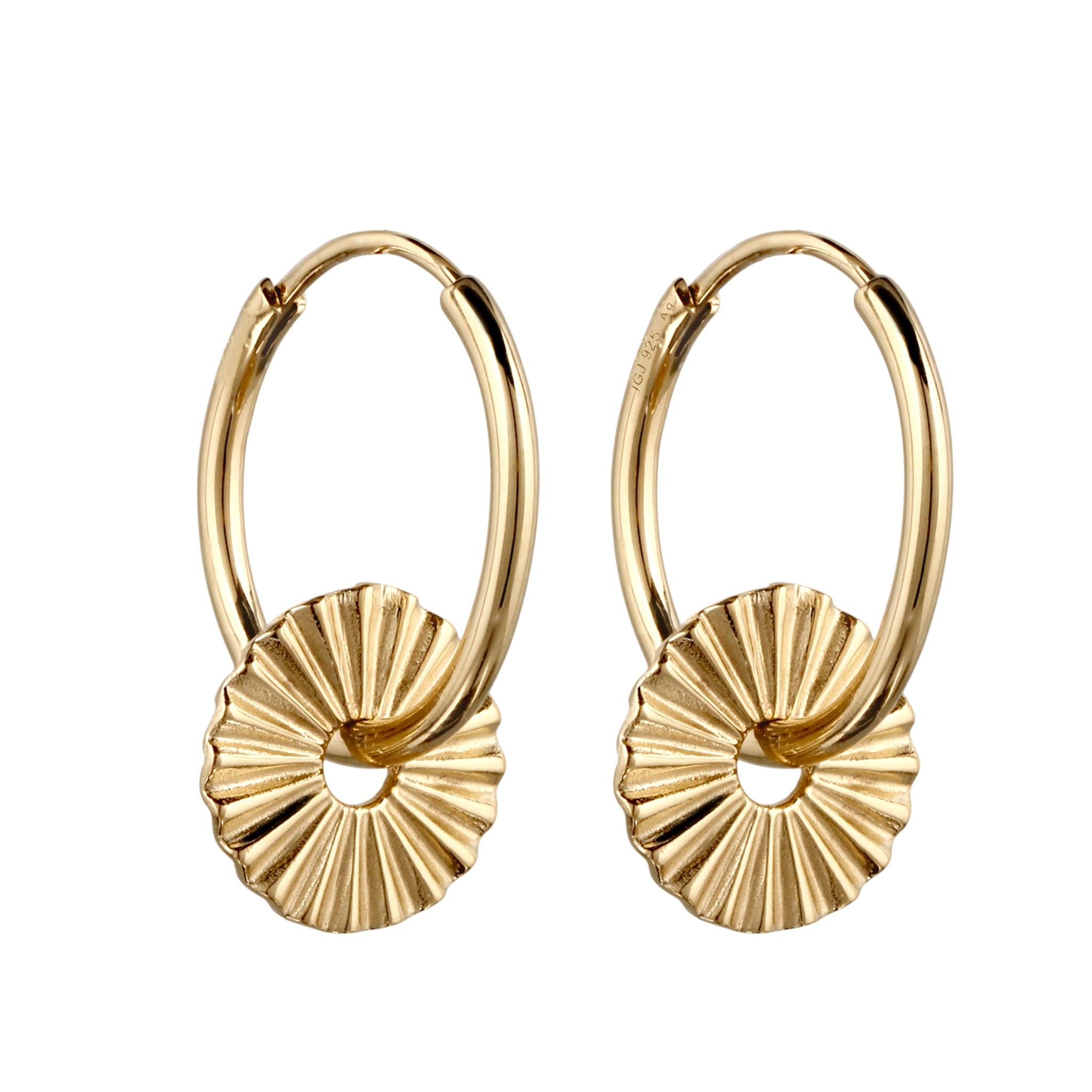 Gold - Elli | Creolen Sonne | 925 Sterling Silber vergoldet