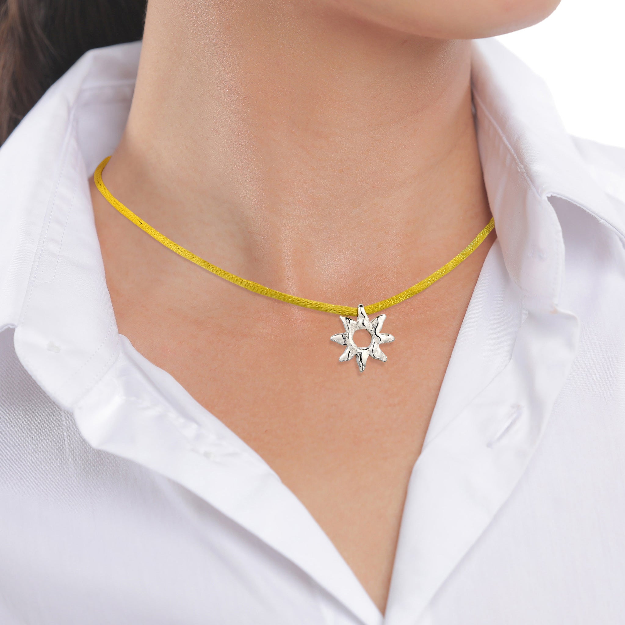 Silber - Elli | Halskette Choker mit Sonnenanhänger | 925 Sterling Silber