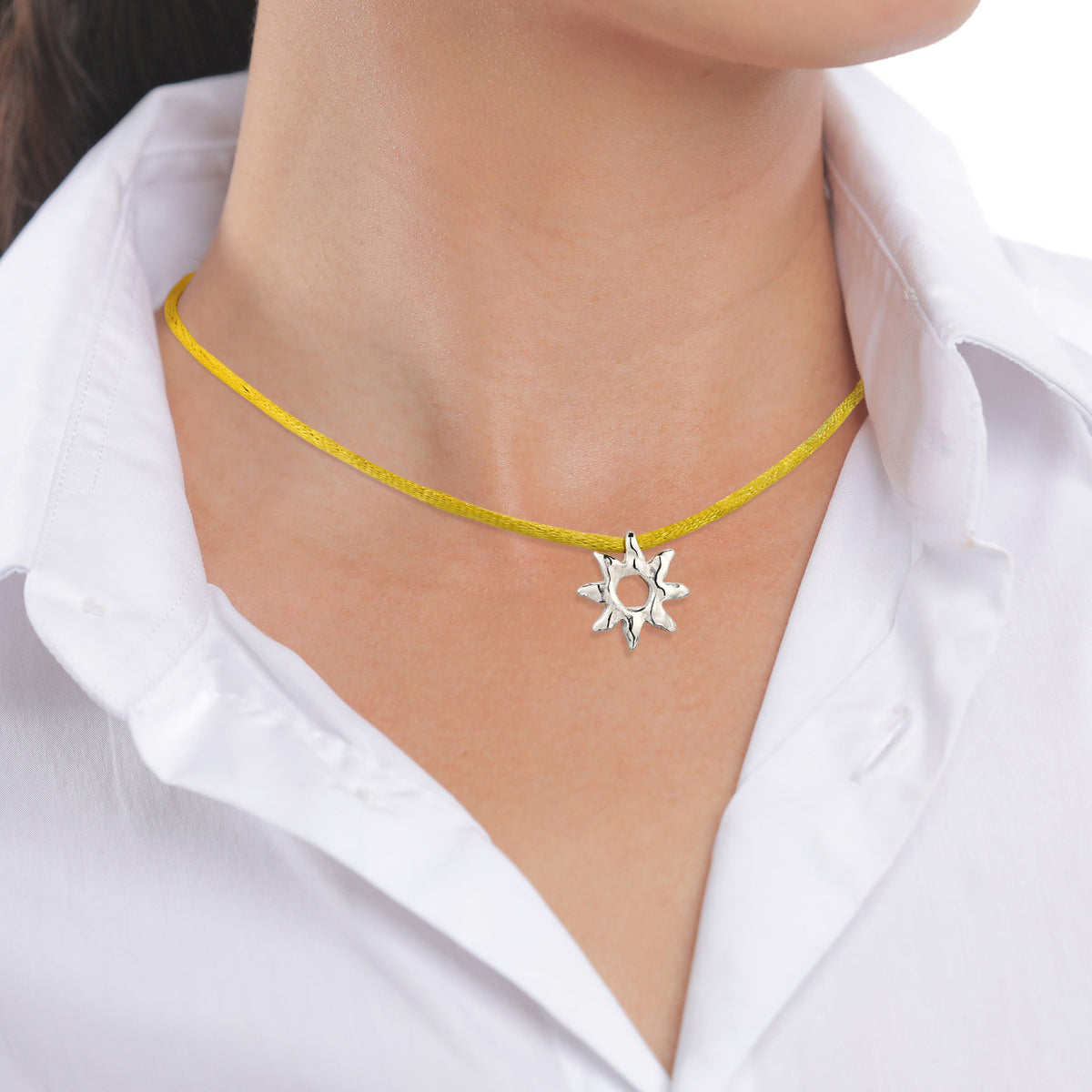 Silber - Elli | Halskette Choker mit Sonnenanhänger | 925 Sterling Silber