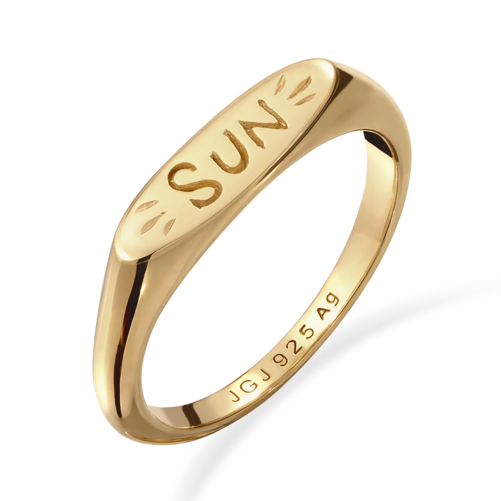 Gold - Elli | Siegelring Sun |  925 Sterling Silbervergoldet
