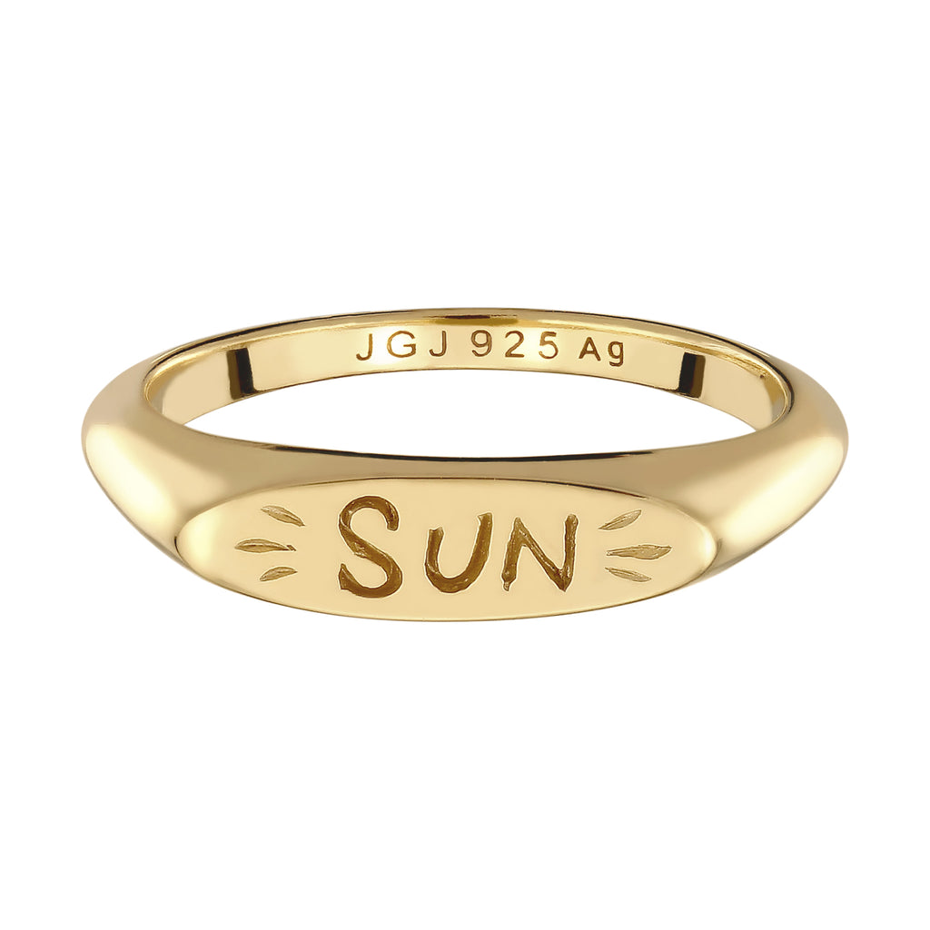 Gold - Elli | Siegelring Sun |  925 Sterling Silbervergoldet