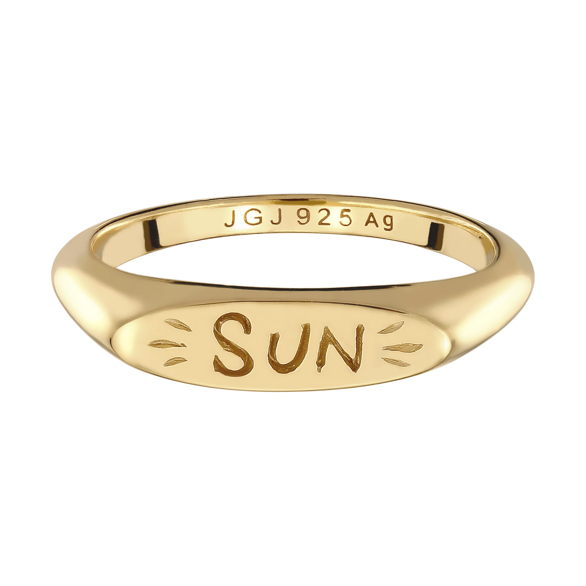 Gold - Elli | Siegelring Sun |  925 Sterling Silbervergoldet