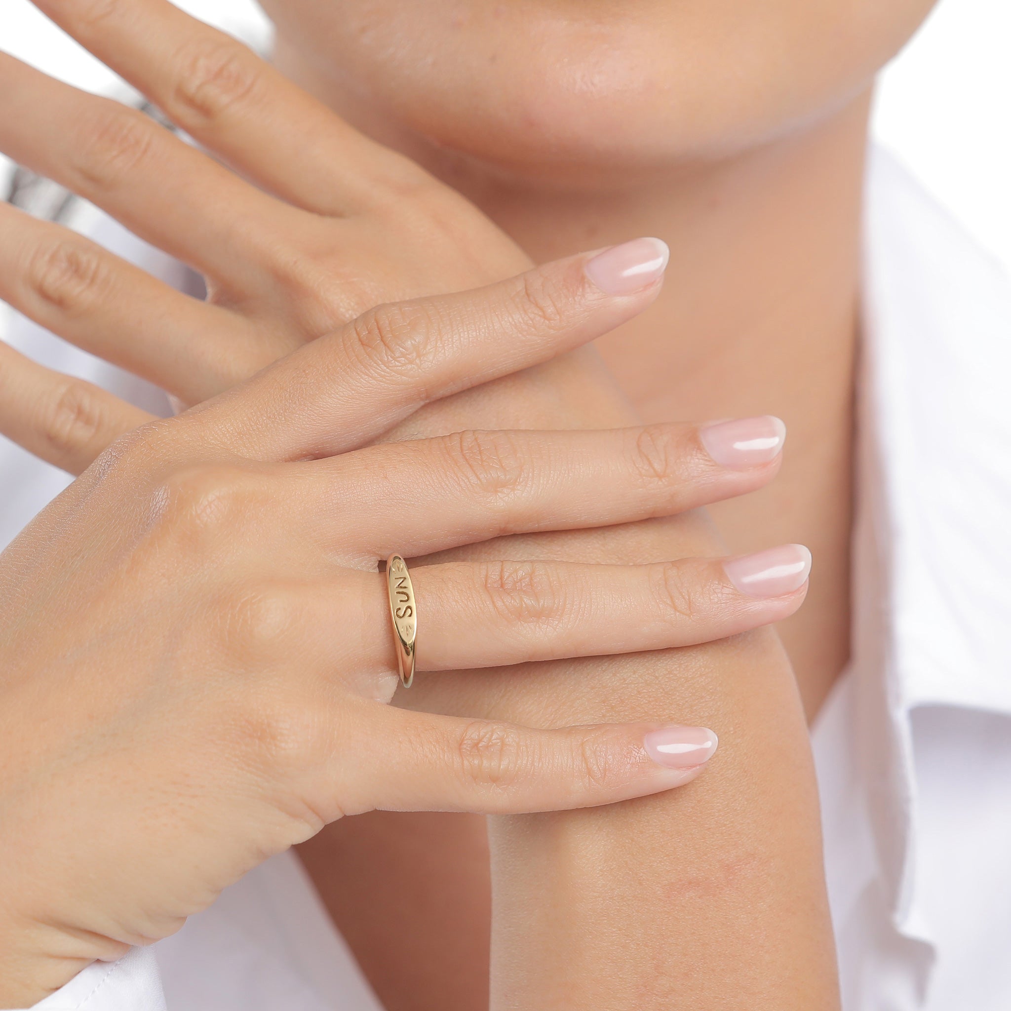 Gold - Elli | Siegelring Sun |  925 Sterling Silbervergoldet