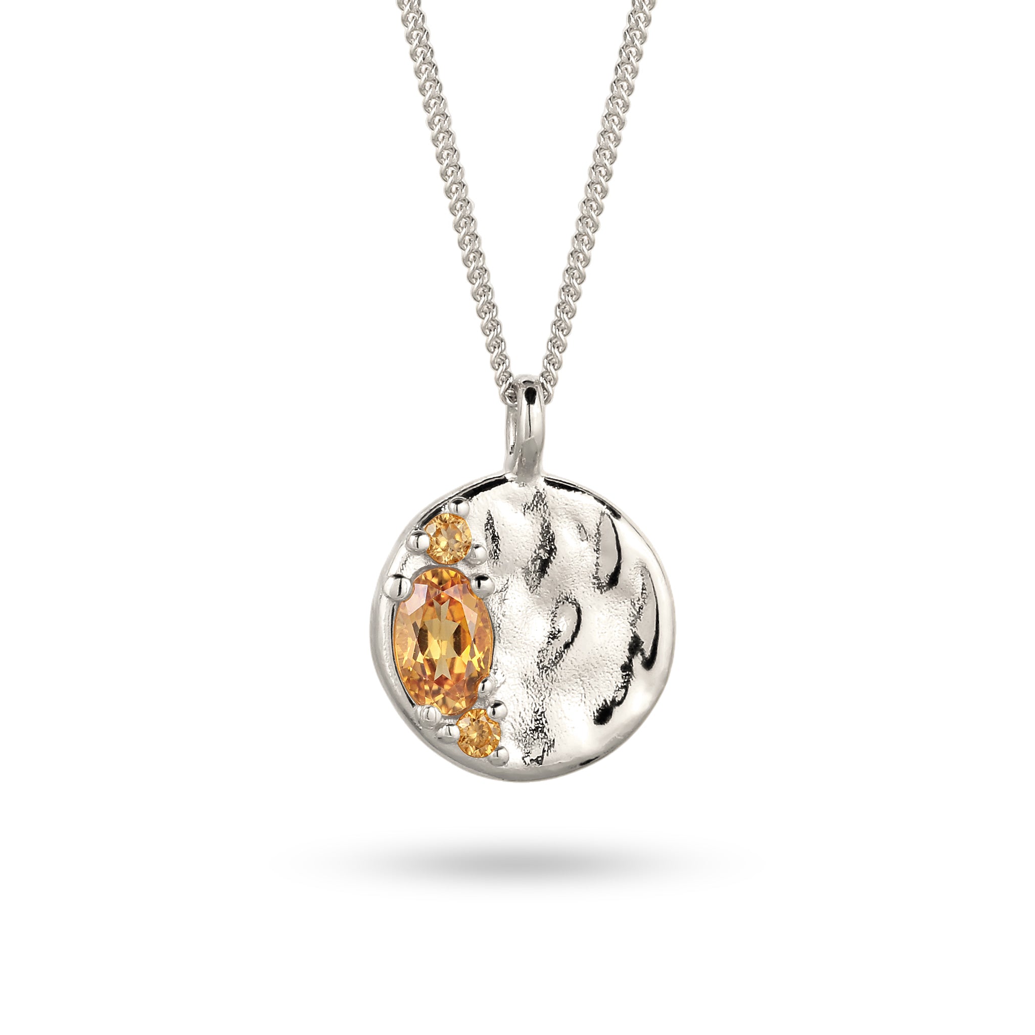 Silber - Elli | Halskette Organic Coin | Citrin (Gelb) | 925 Sterling Silber