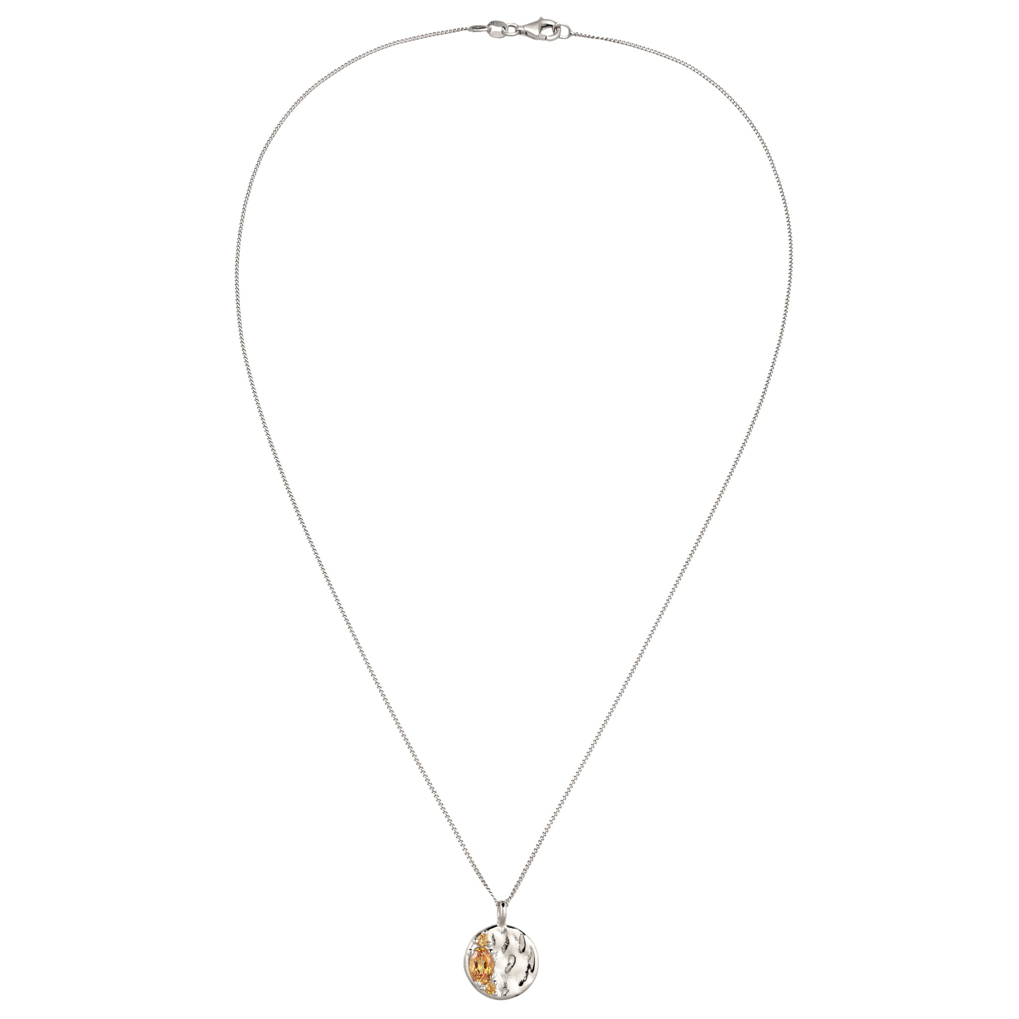 Silber - Elli | Halskette Organic Coin | Citrin (Gelb) | 925 Sterling Silber