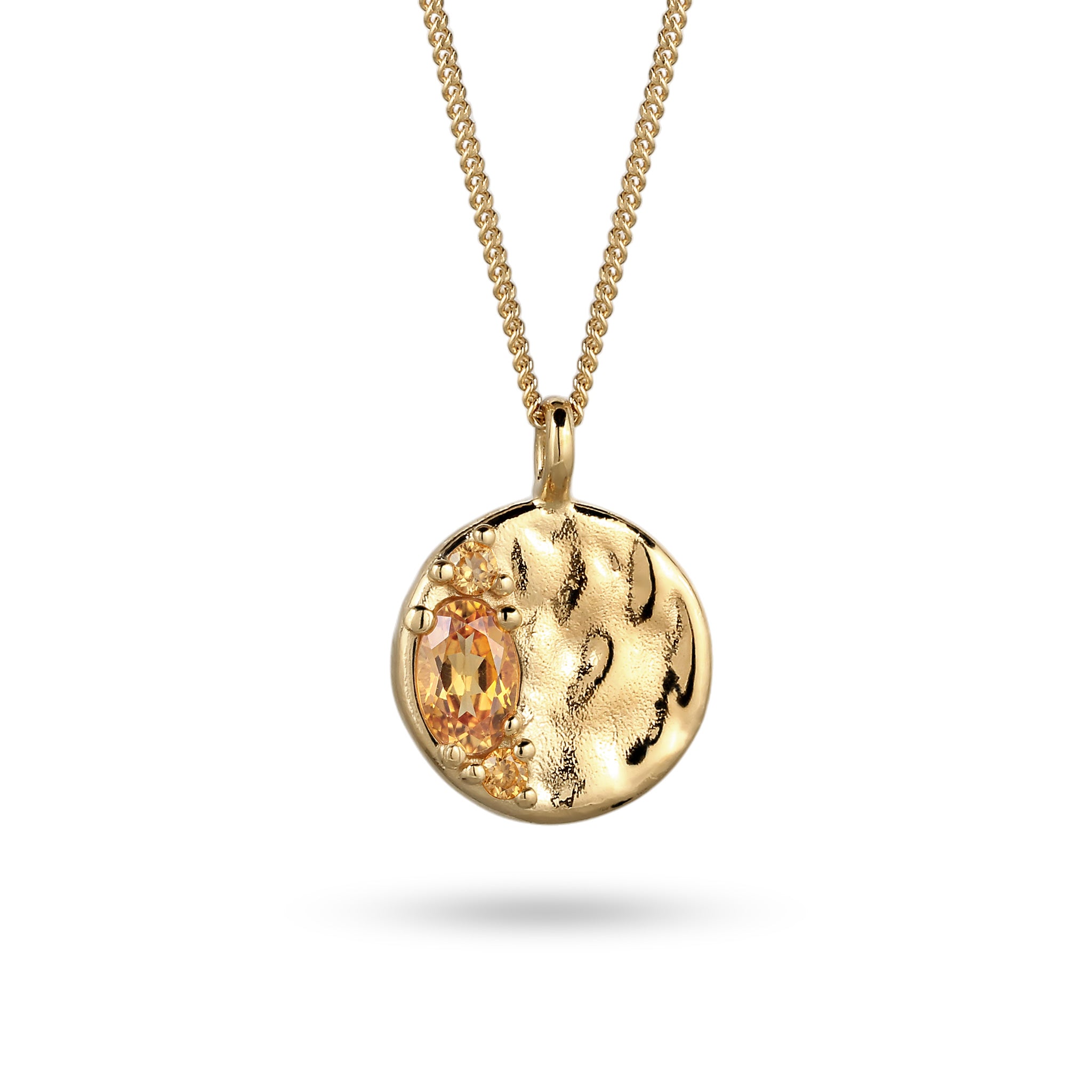 Gold - Elli | Halskette Organic Coin | Citrin (Gelb) | 925 Sterling Silber vergoldet
