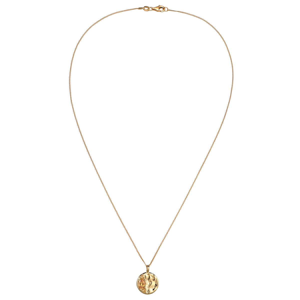 Gold - Elli | Halskette Organic Coin | Citrin (Gelb) | 925 Sterling Silber vergoldet