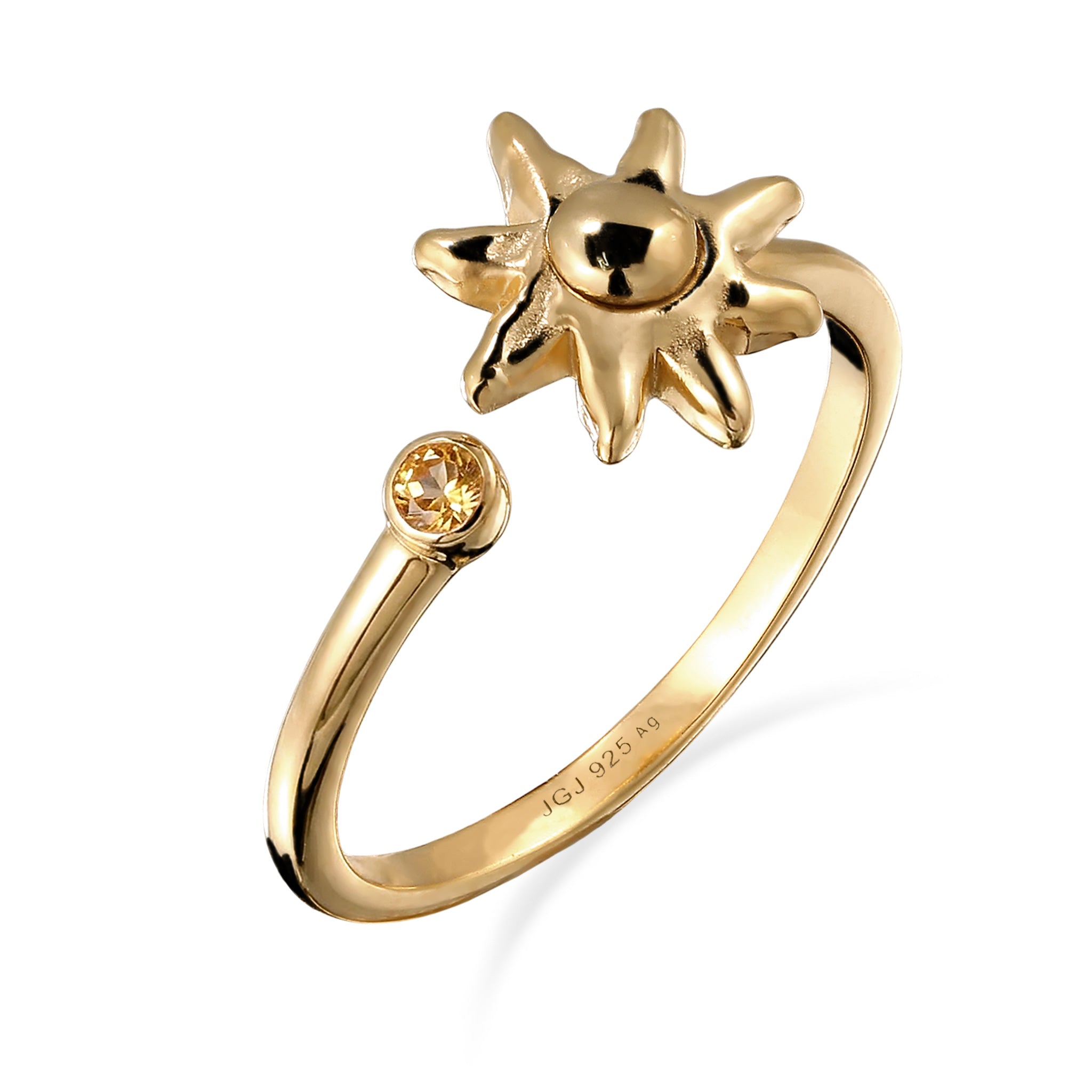Gold - Elli | mit Citrin Sonnensymbol Gelb 925 Sterling Silber vergoldet