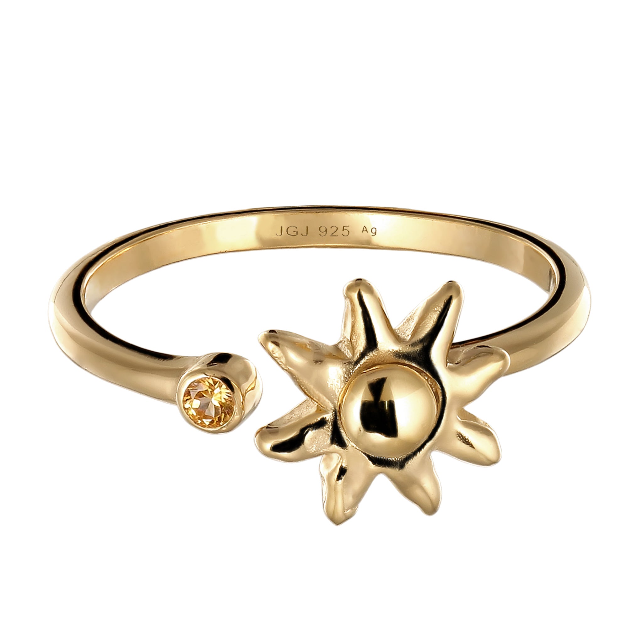 Gold - Elli | mit Citrin Sonnensymbol Gelb 925 Sterling Silber vergoldet