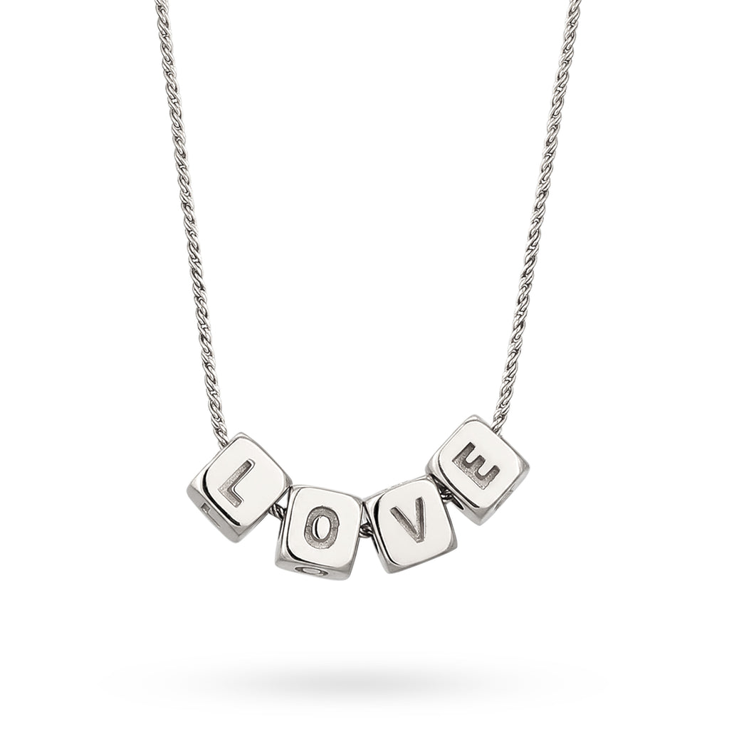 Silber - Elli | Halskette Würfel LOVE | 925 Sterling Silber