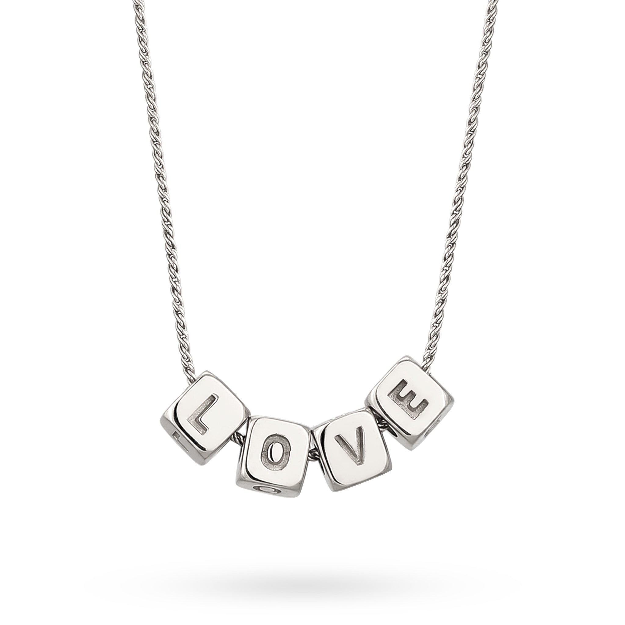 Silber - Elli | Halskette Würfel LOVE | 925 Sterling Silber