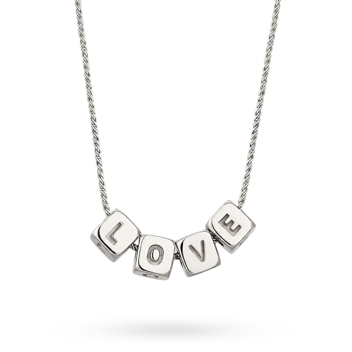 Silber - Elli | Halskette Würfel LOVE | 925 Sterling Silber