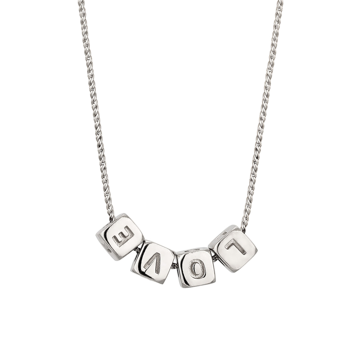 Silber - Elli | Halskette Würfel LOVE | 925 Sterling Silber