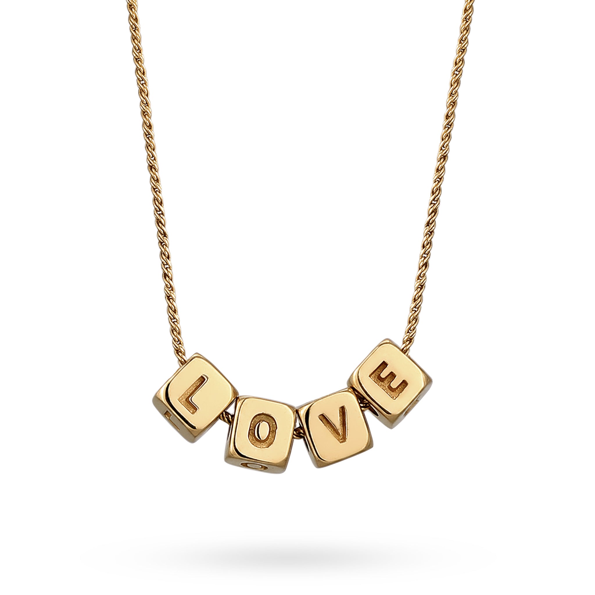 Gold - Elli | Halskette Würfel LOVE | 925 Sterling Silber vergoldet