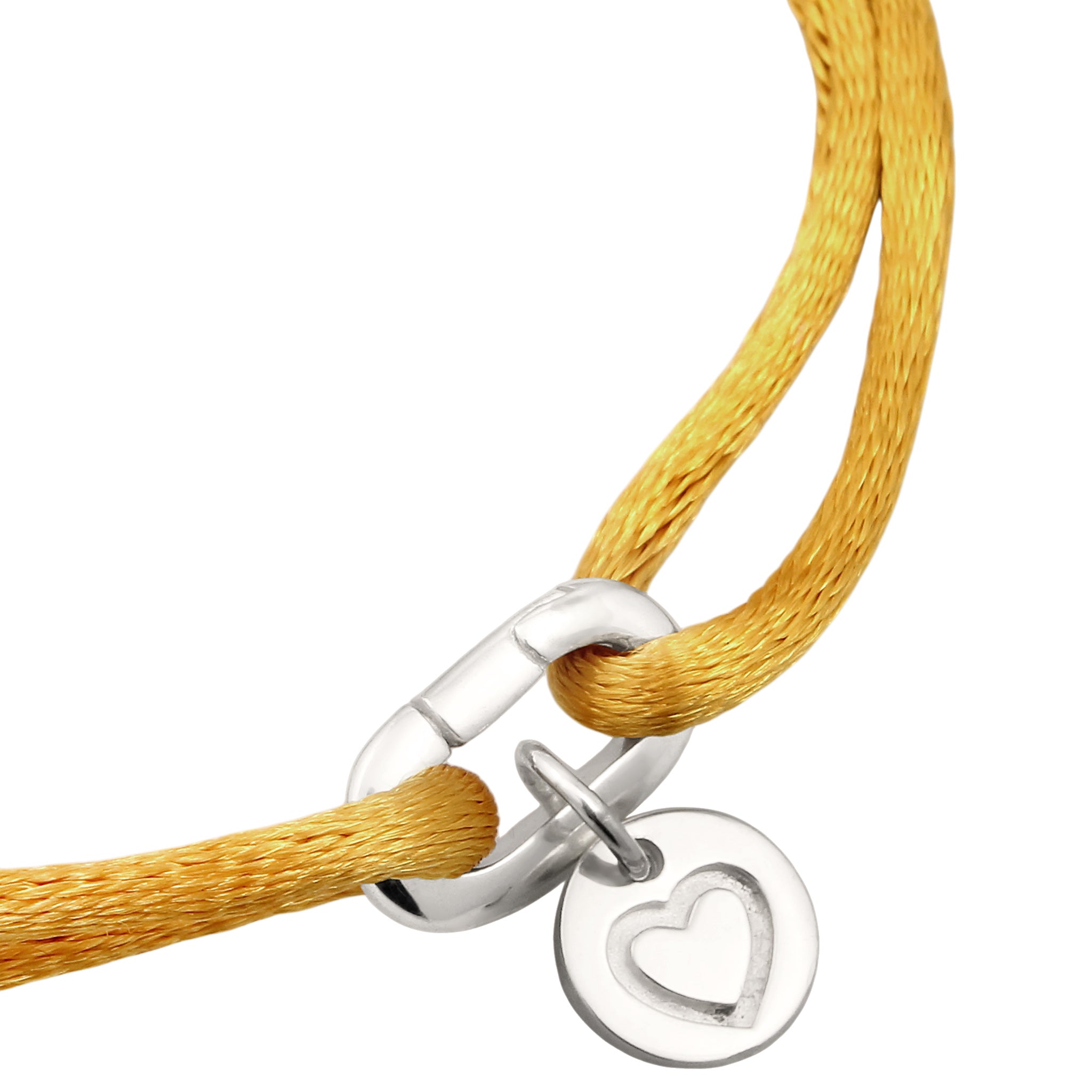 Gelb - Elli | Armband Satin Smiling Face Herz | 925 Sterling Silber