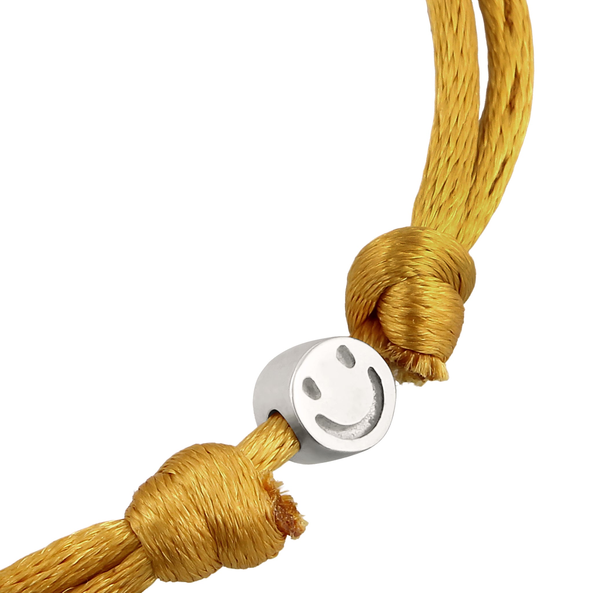 Gelb - Elli | Armband Satin Smiling Face Herz | 925 Sterling Silber