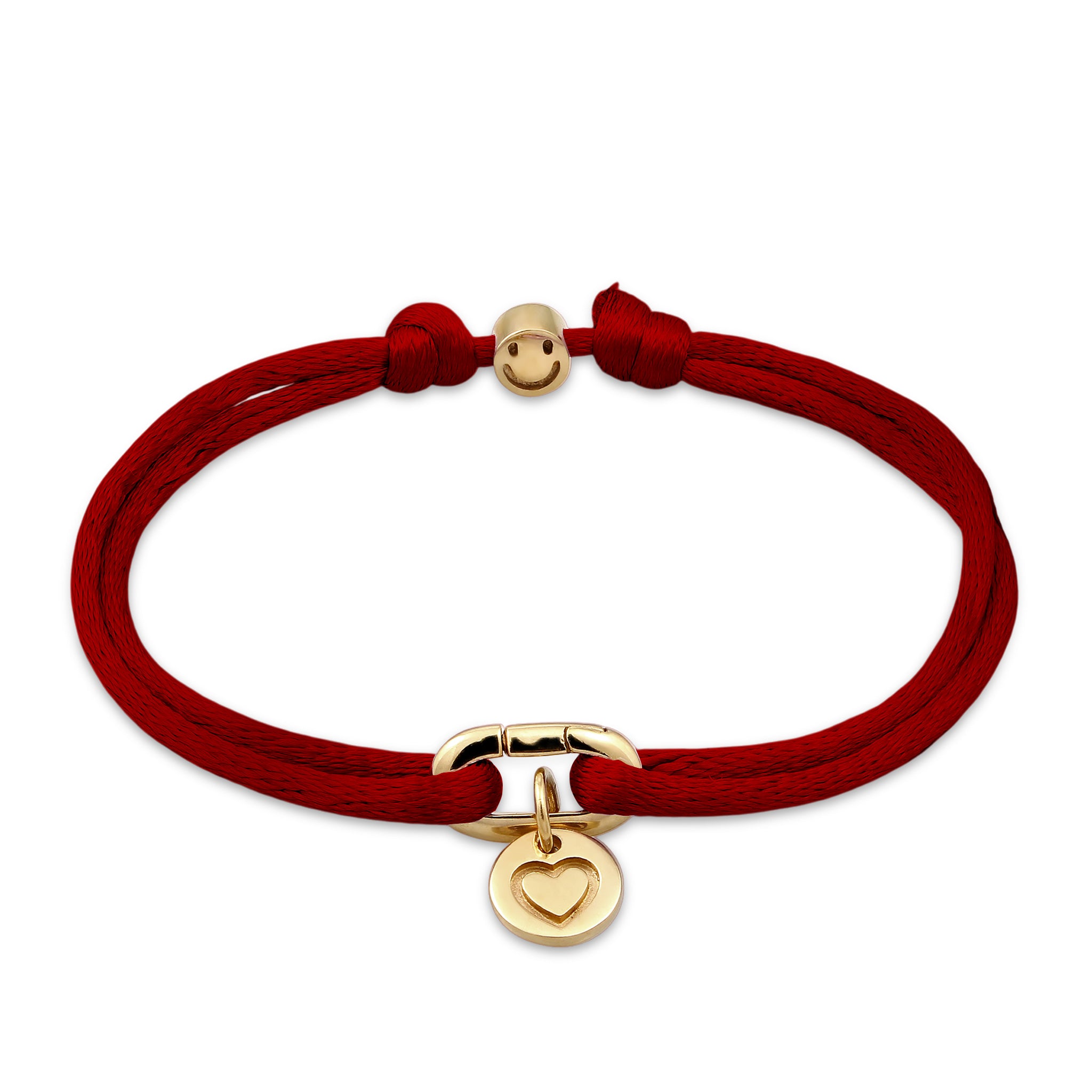 Rot - Elli | Armband Herz Smiling Face Red | 925 Sterling Silber vergoldet