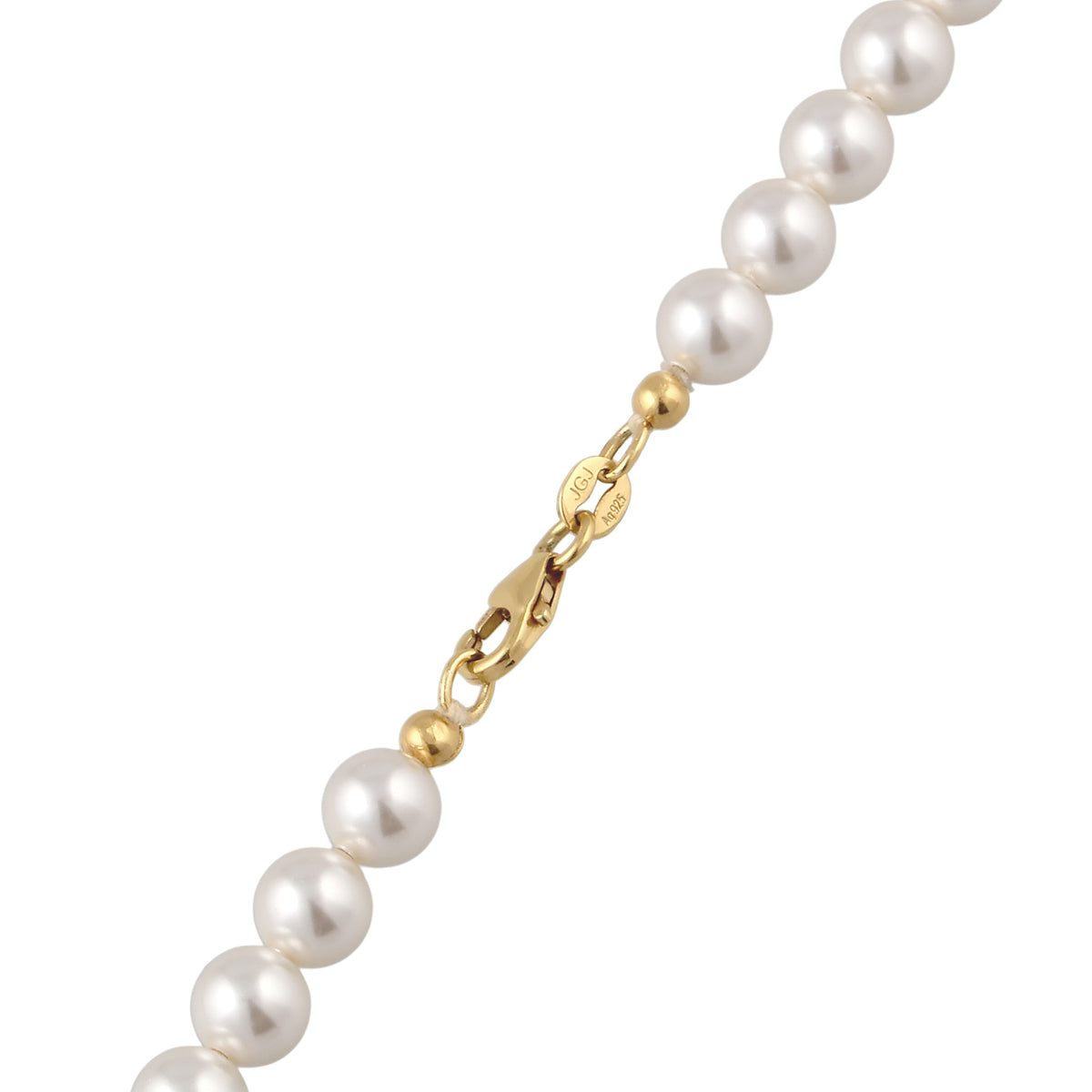 Gold - Elli | Halskette mit Swarovski® Perlen (Weiß) | 925 Sterling Silber vergoldet