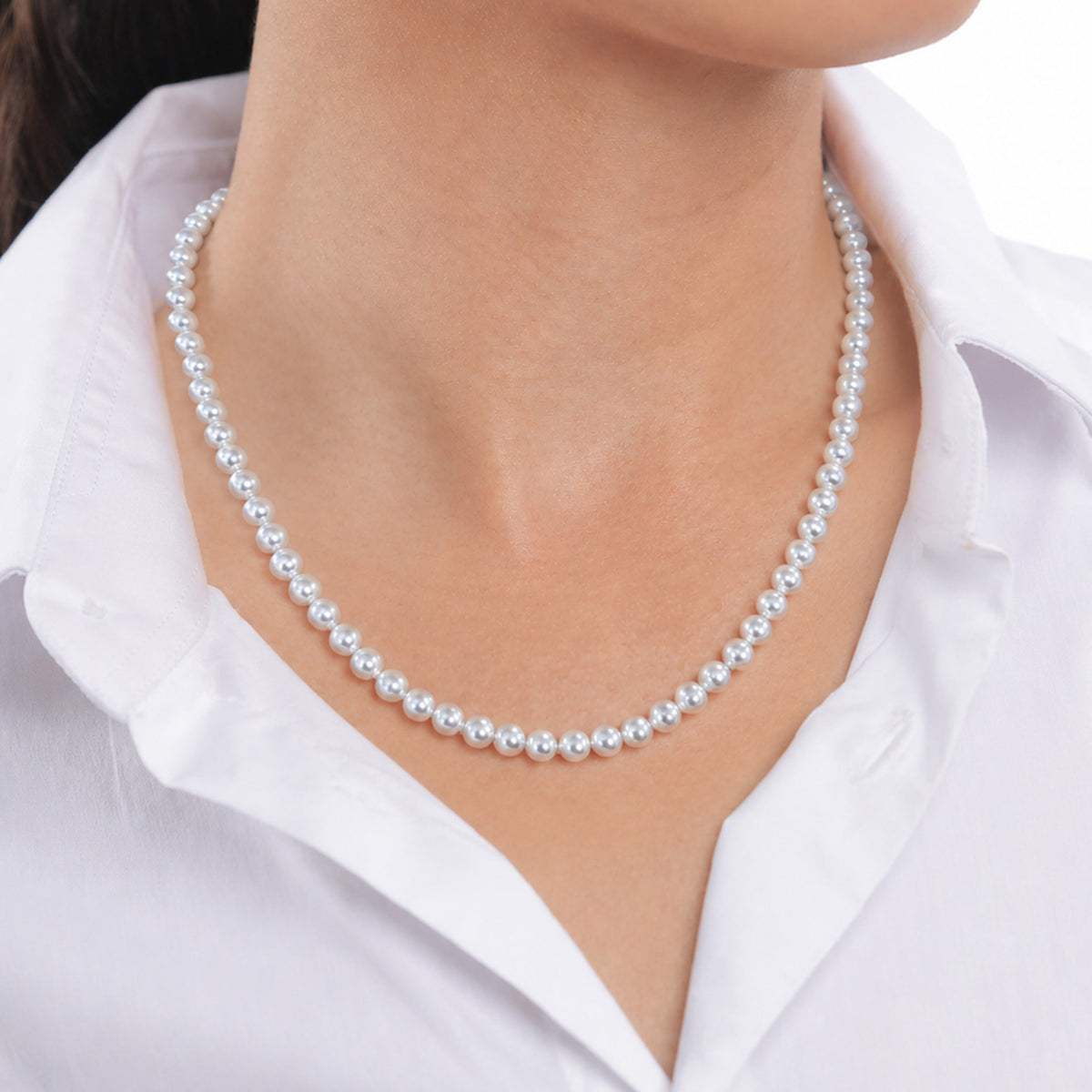 Gold - Elli | Halskette mit Swarovski® Perlen (Weiß) | 925 Sterling Silber vergoldet