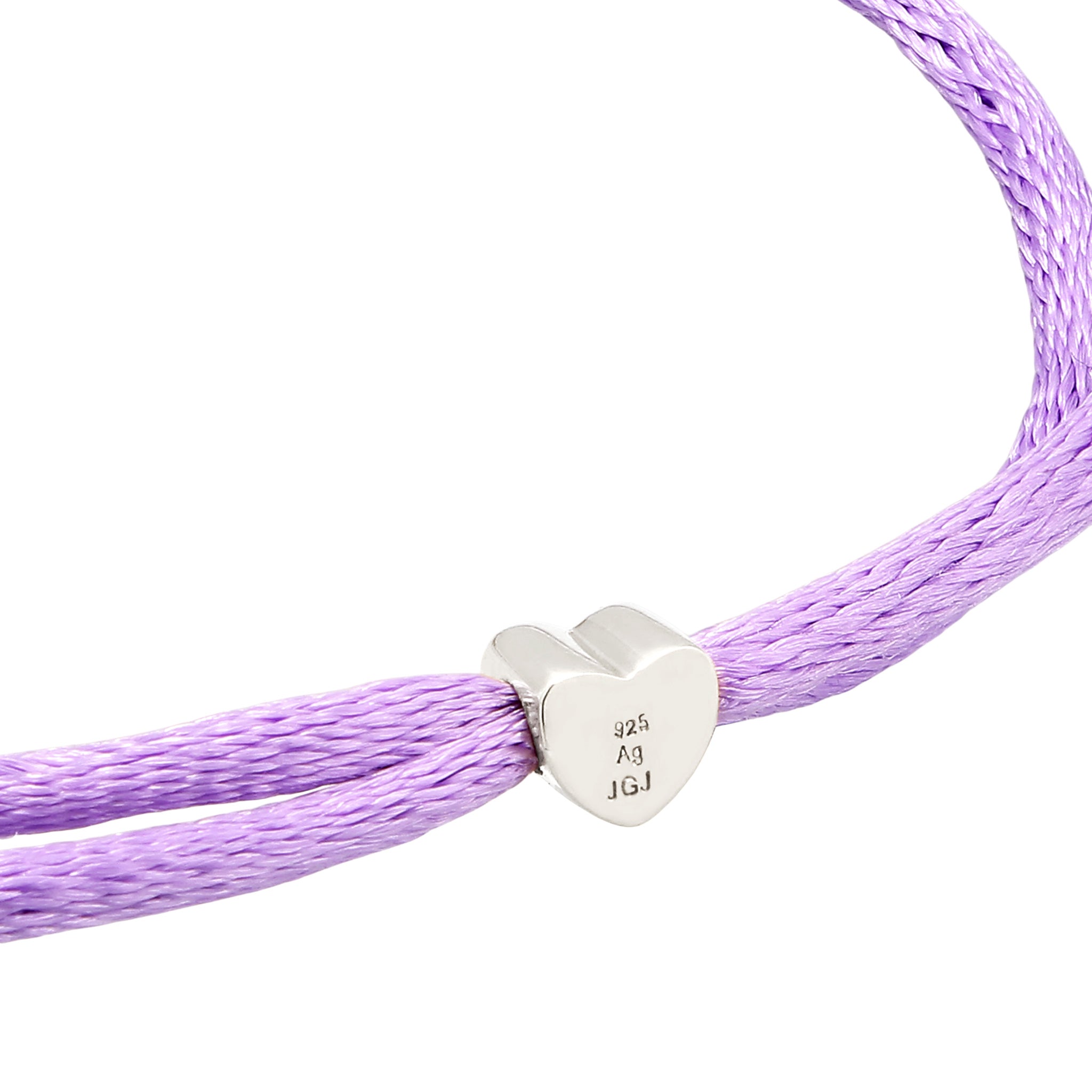 Silber - Elli | Armband Würfel LOVE | Satin (Lila) | 925 Sterling Silber