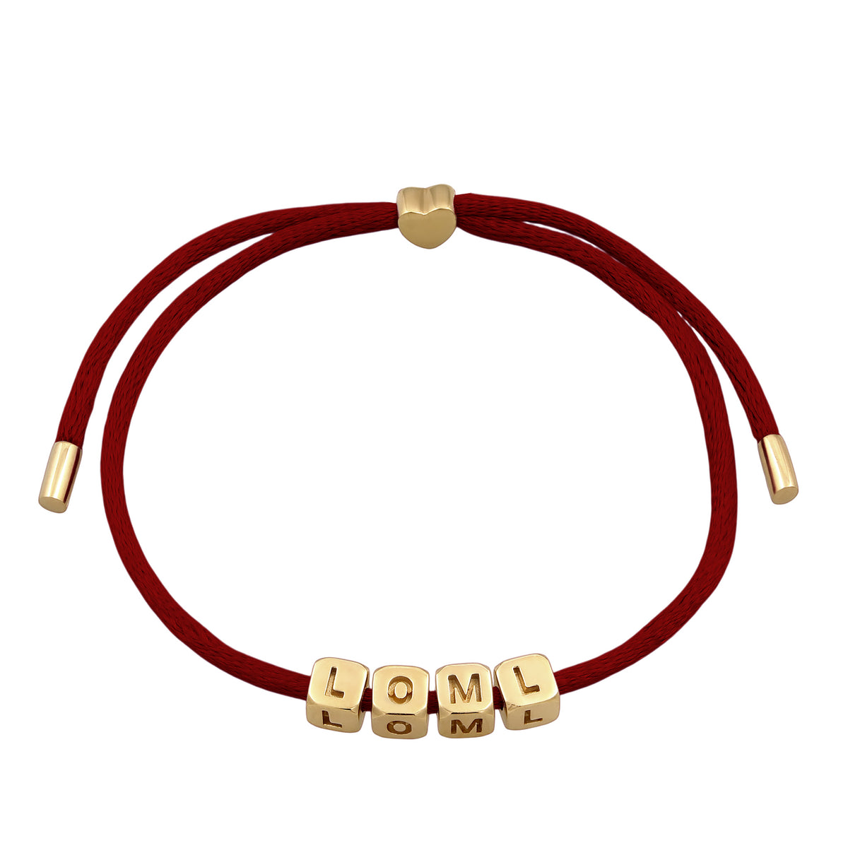 Rot - Elli | Armband Würfel LOLM | Satin (Rot) | 925 Sterling Silber vergoldet