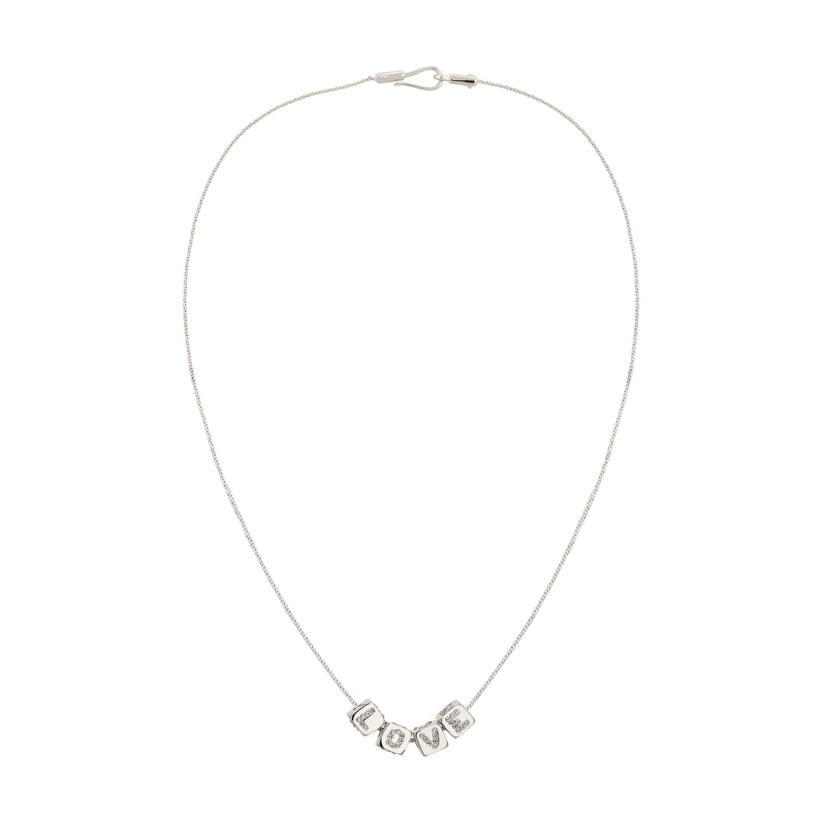 Silber - Elli | Halskette Würfel LOVE | Kristalle von Swarovski® (Weiß) | 925 Sterling Silber