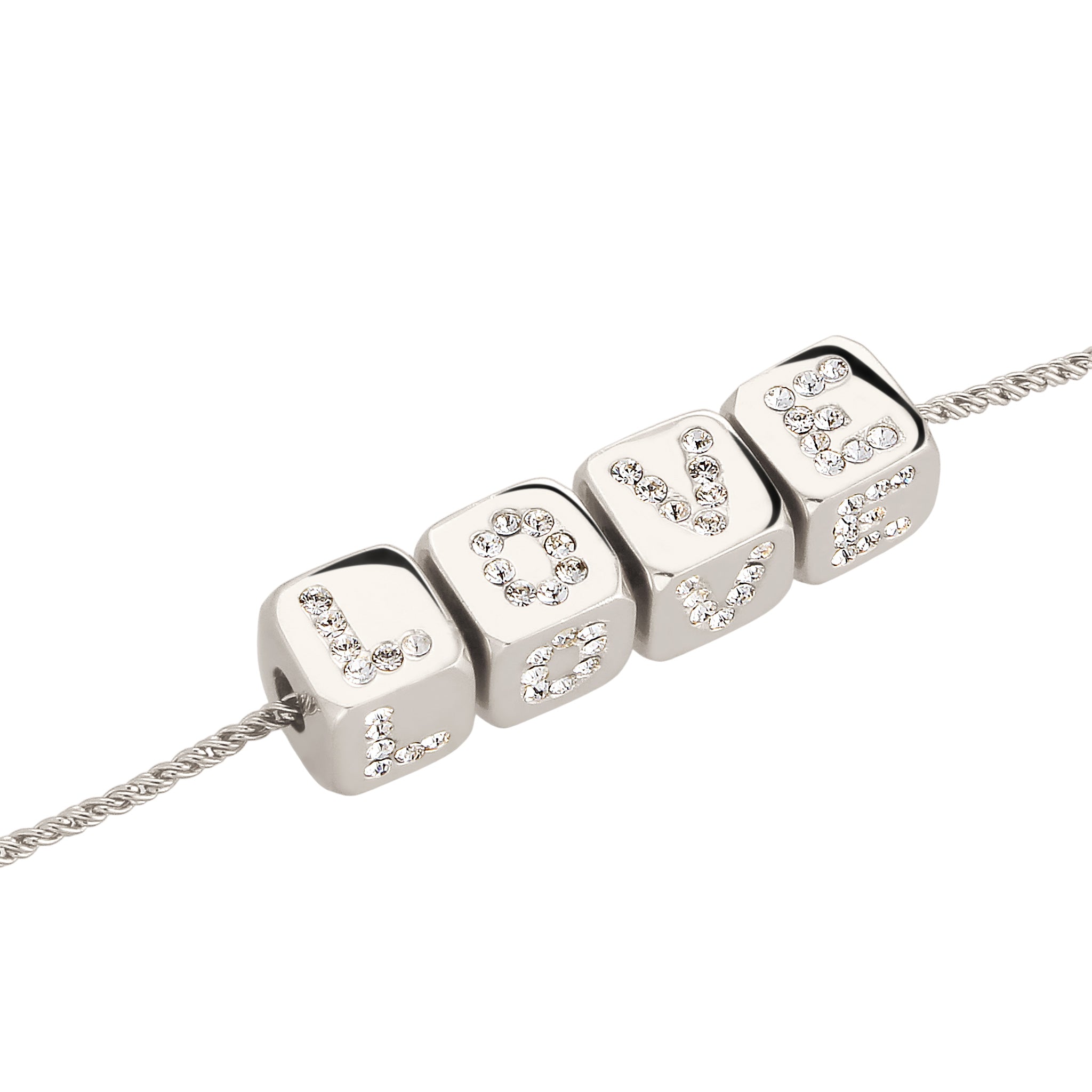 Silber - Elli | Halskette mit Anhänger Liebe | Swarovski Kristalle (Weiß) | 925 Sterling Silber