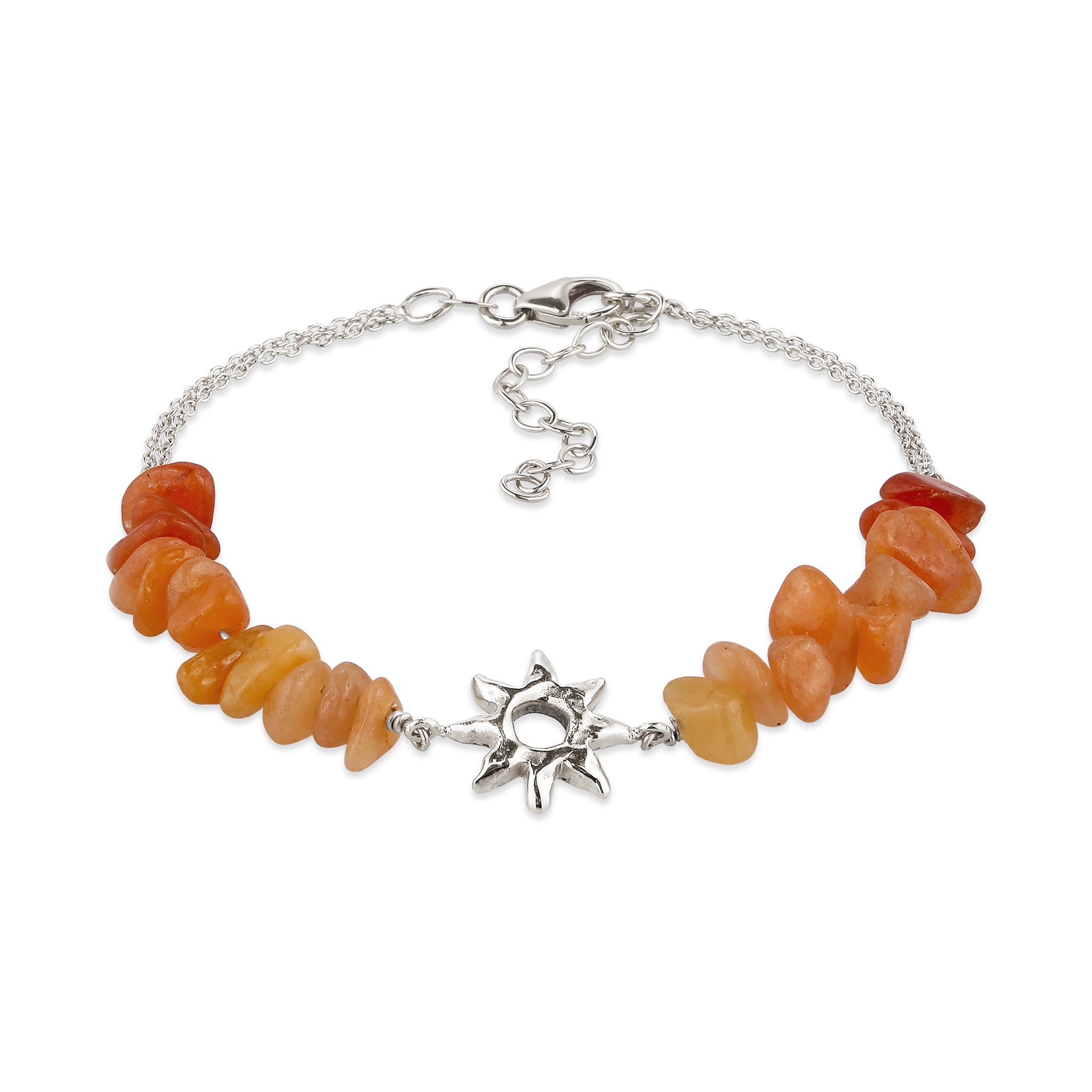 Silber - Elli | Armband Sonne | Aventurin (Braun) | 925 Sterling Silber
