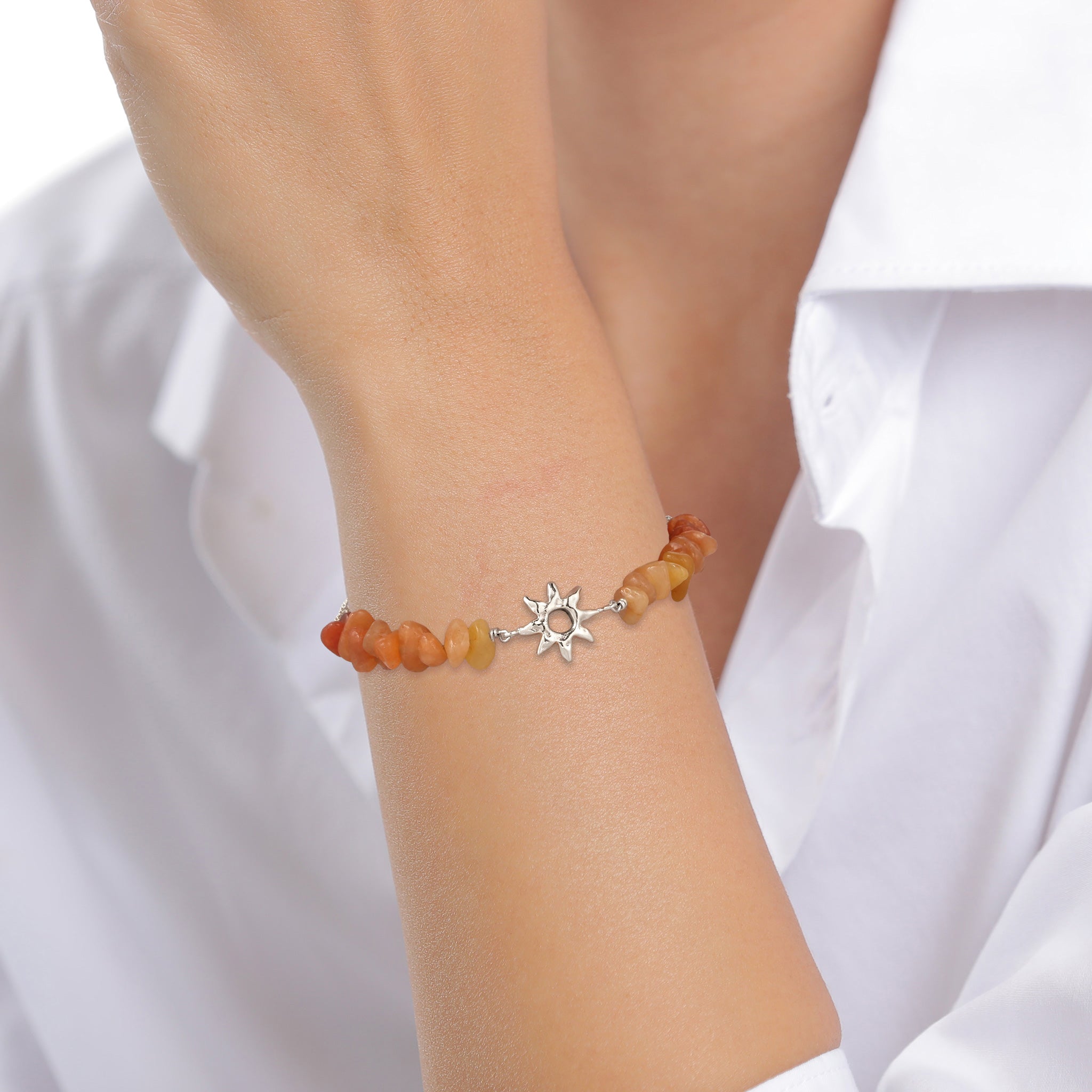 Silber - Elli | Armband Sonne | Aventurin (Braun) | 925 Sterling Silber