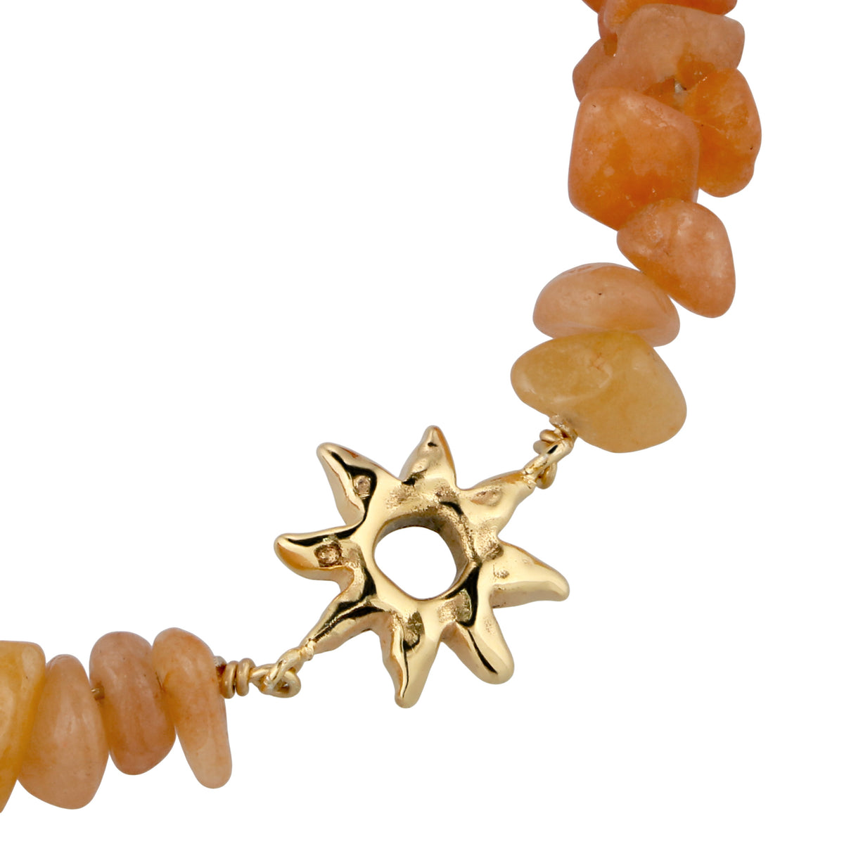 Gold - Elli | Armband mit Perlen Sonne | Aventurin (Braun) | 925 Sterling Silber vergoldet
