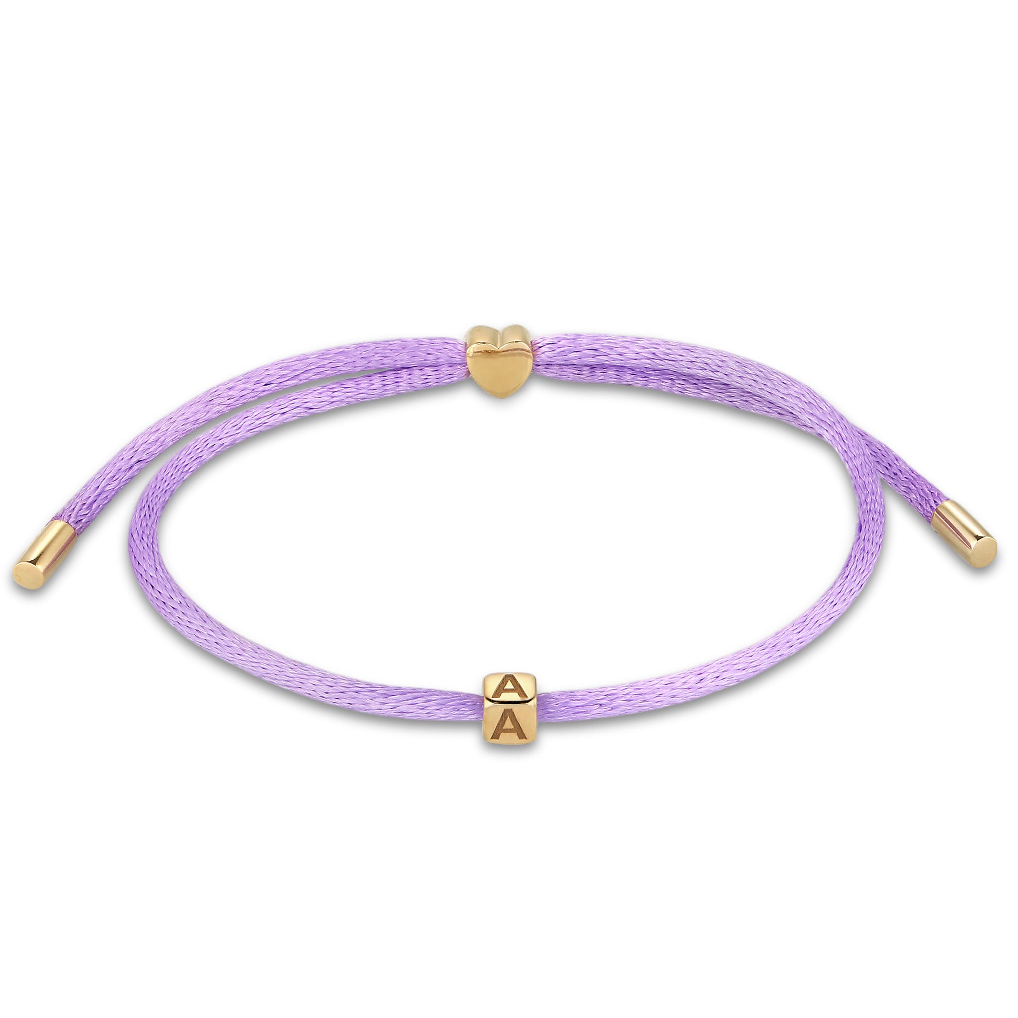 Lila - Elli | Armband Herz Buchstabe A | 925 Sterling Silber vergoldet