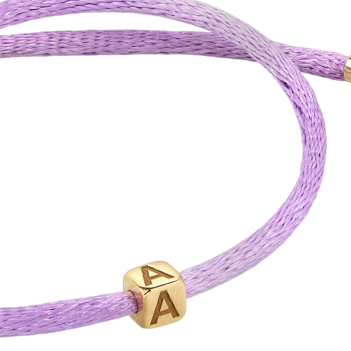 Lila - Elli | Armband Buchstabe A | Satin (Lila) | 925 Sterling Silber vergoldet
