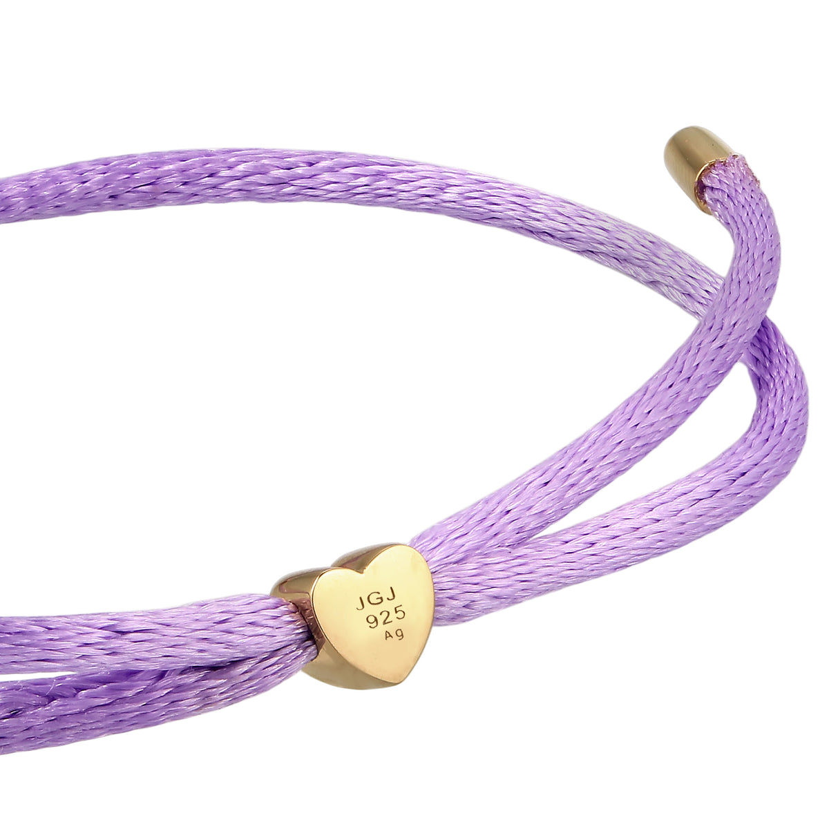 Lila - Elli | Armband Buchstabe A | Satin (Lila) | 925 Sterling Silber vergoldet