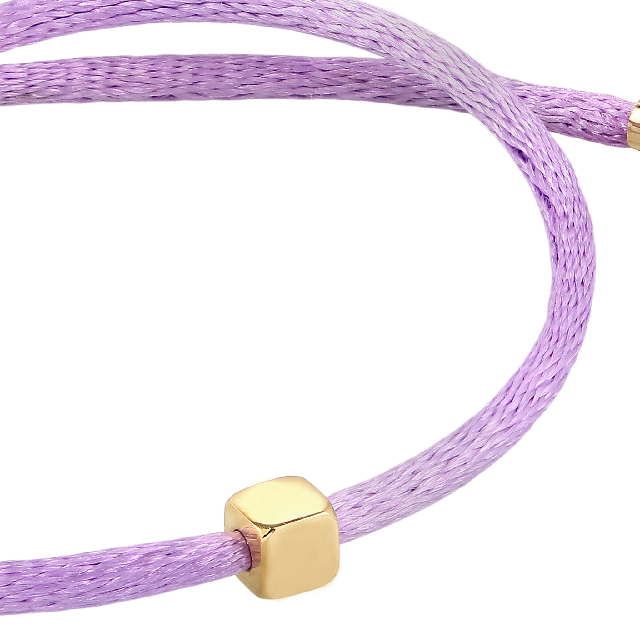 Lila - Elli | Armband Würfel Gravur | Satin (Lila) | 925 Sterling Silber vergoldet