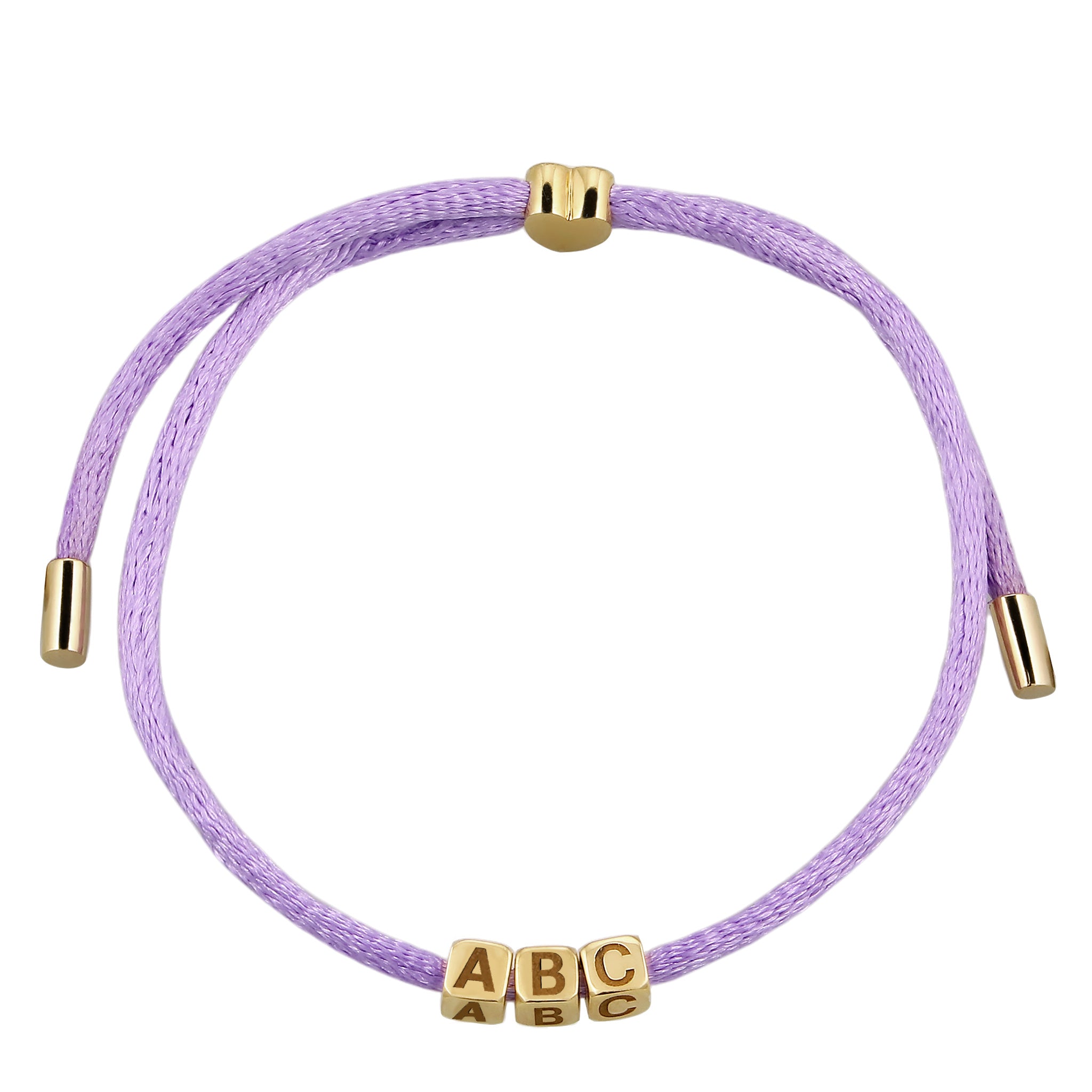 Lila - Elli | Armband Satin Schriftzug Herz | 925 Sterling Silber vergoldet