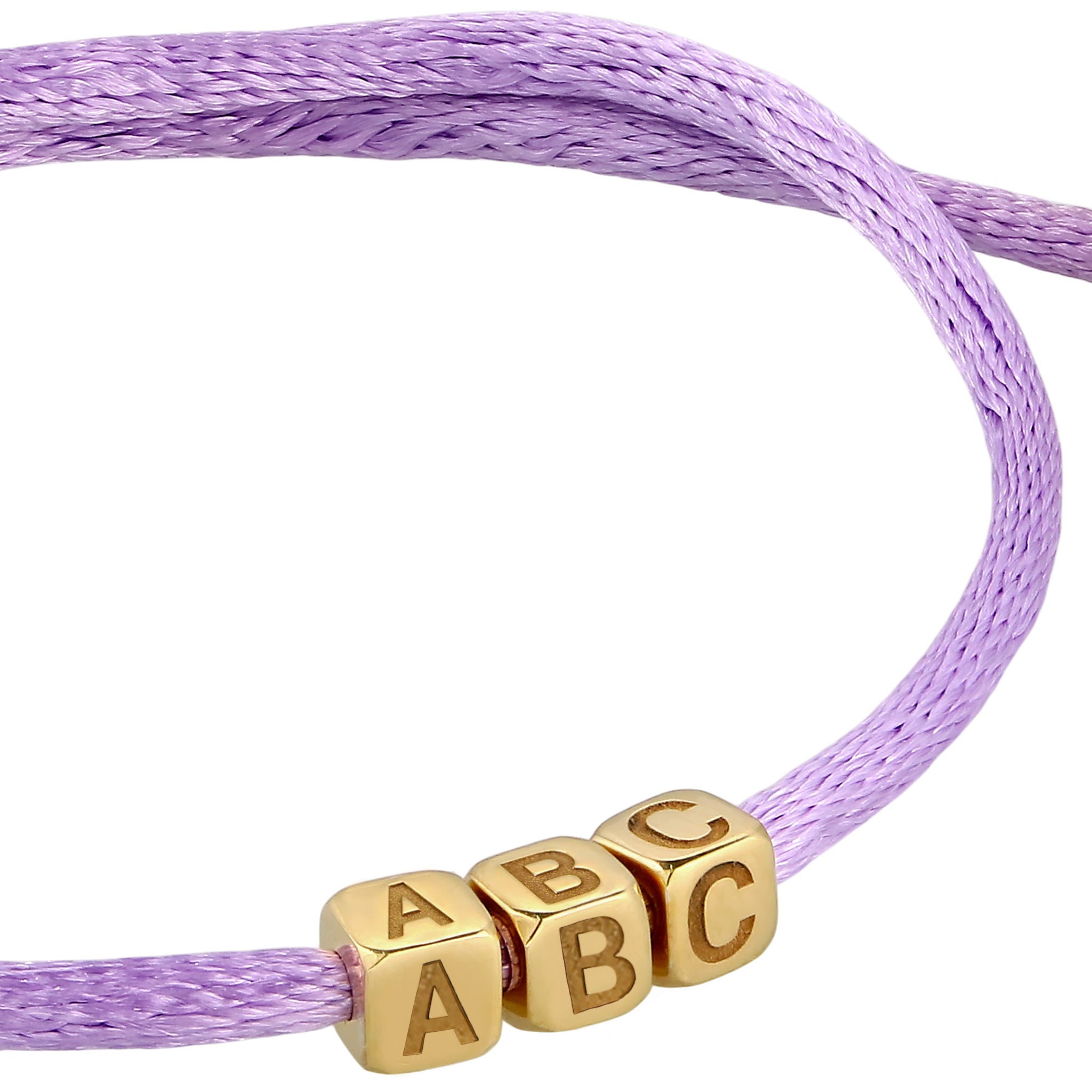 Lila - Elli | Armband Satin Schriftzug Herz | 925 Sterling Silber vergoldet