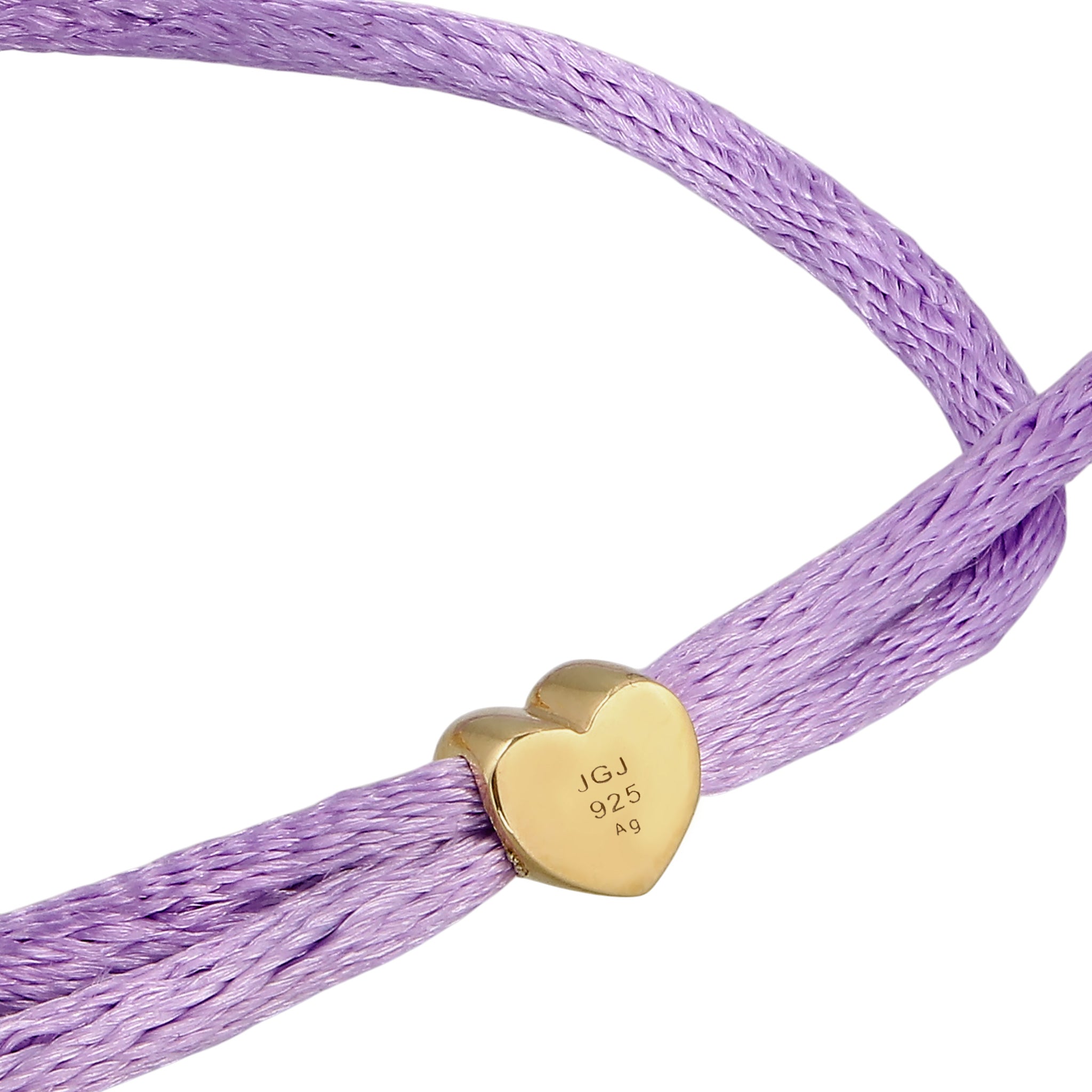 Lila - Elli | Armband Satin Schriftzug Herz | 925 Sterling Silber vergoldet