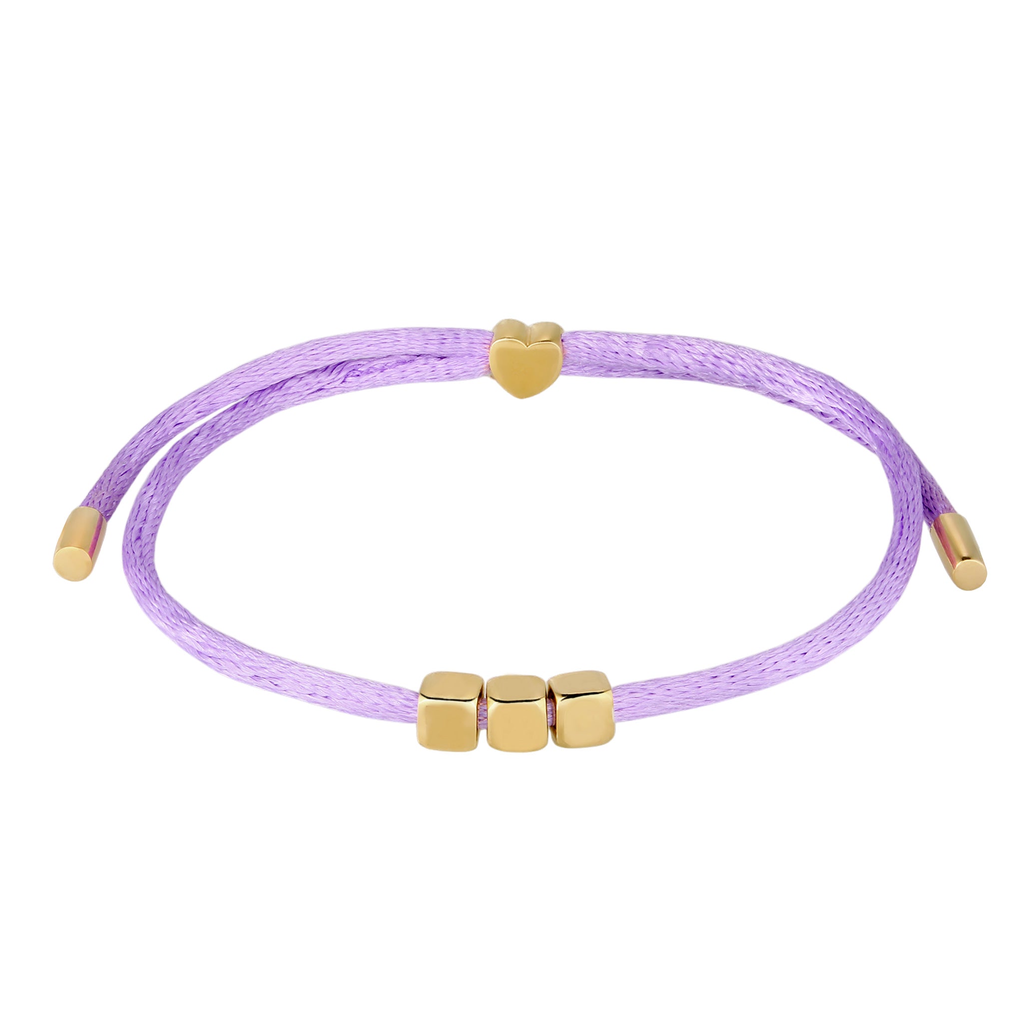 Lila - Elli | Armband Satin Schriftzug Herz | 925 Sterling Silber vergoldet