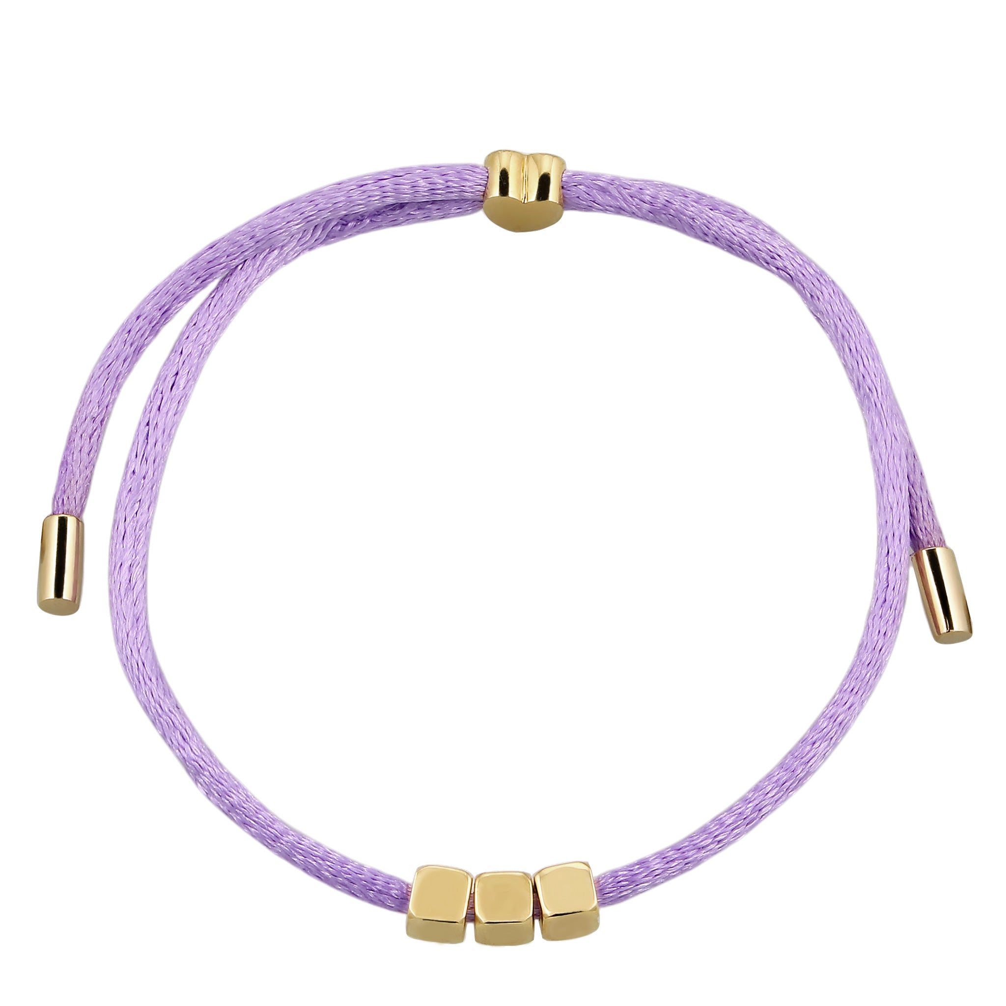 Lila - Elli | Armband Satin Schriftzug Herz | 925 Sterling Silber vergoldet