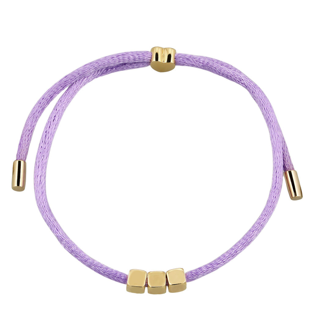 Lila - Elli | Armband 3x Würfel Gravur | Satin (Lila) | 925 Sterling Silber vergoldet