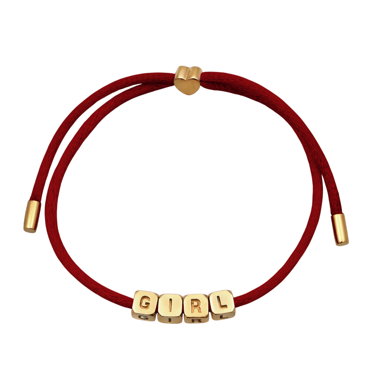 Rot - Elli | Armband Würfel GIRL | Satin (Rot) | 925 Sterling Silber vergoldet