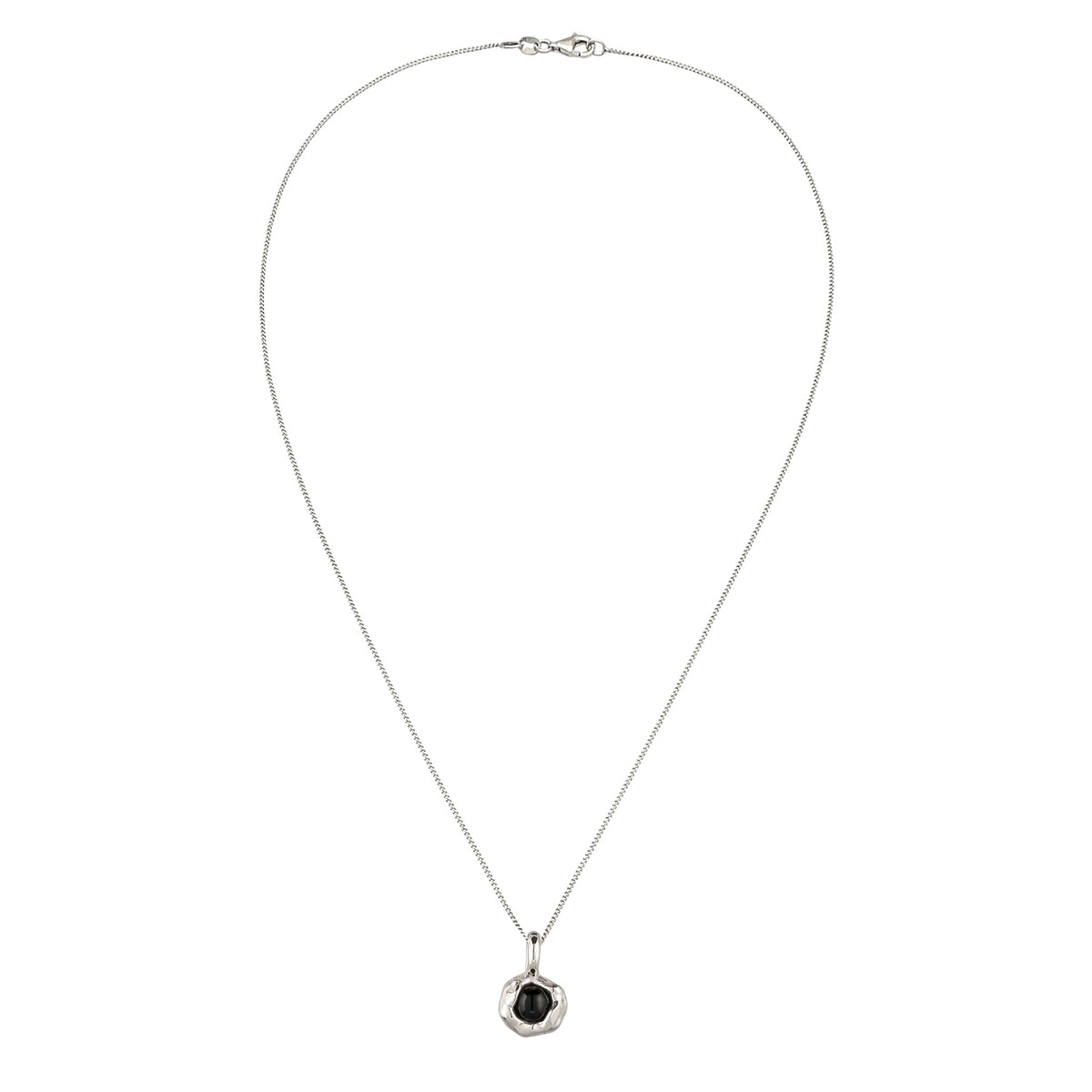 Silber - Elli | Halskette Melted Anhänger | Onyx (Schwarz) | 925 Sterling Silber