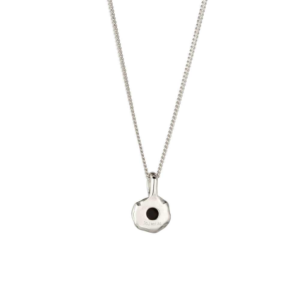 Silber - Elli | Halskette Melted Anhänger | Onyx (Schwarz) | 925 Sterling Silber