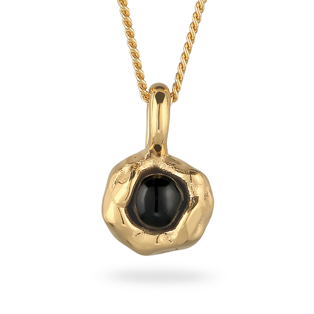 Gold - Elli | Halskette Melted Anhänger | Onyx (Schwarz) | 925 Sterling Silber vergoldet