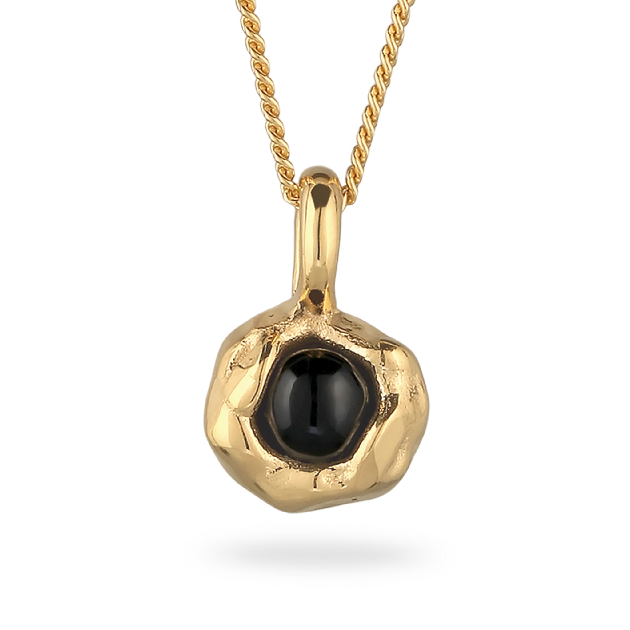 Gold - Elli | Halskette mit Anhänger | Onyx (Schwarz) | 925 Sterling Silber vergoldet