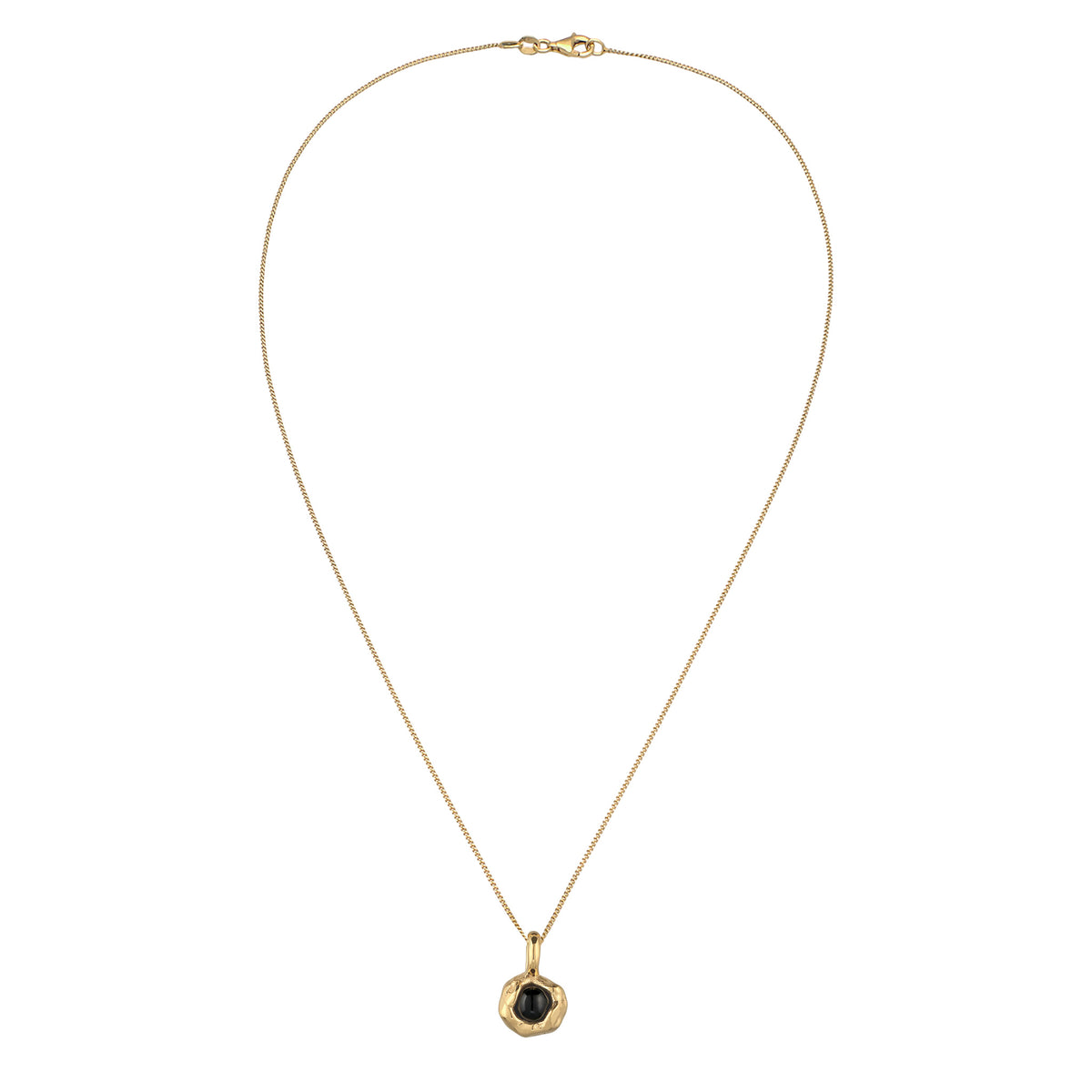 Gold - Elli | Halskette Melted Anhänger | Onyx (Schwarz) | 925 Sterling Silber vergoldet