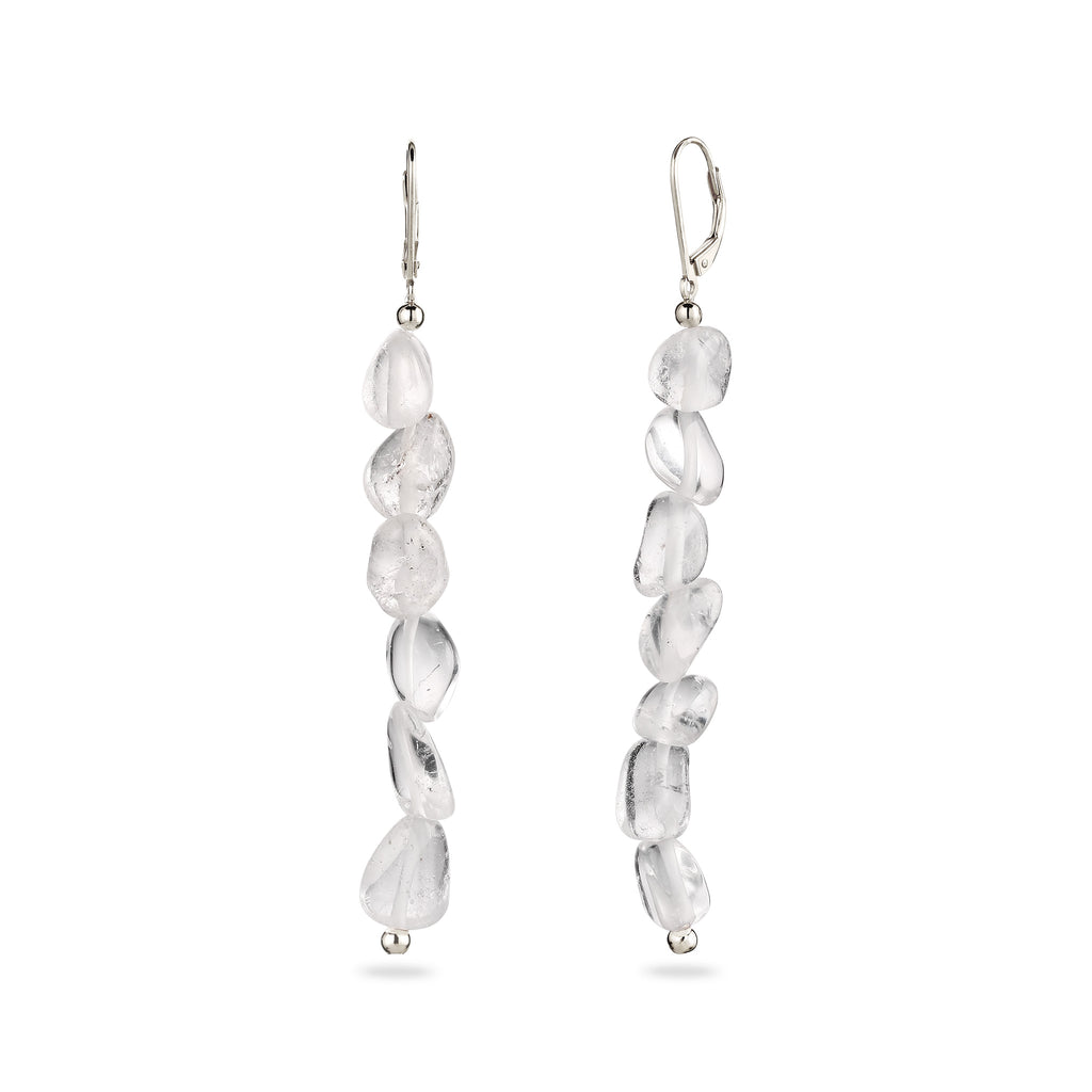 Silber - Elli | Ohrhänger lang | Bergkristall (Transparent) | 925 Sterling Silber