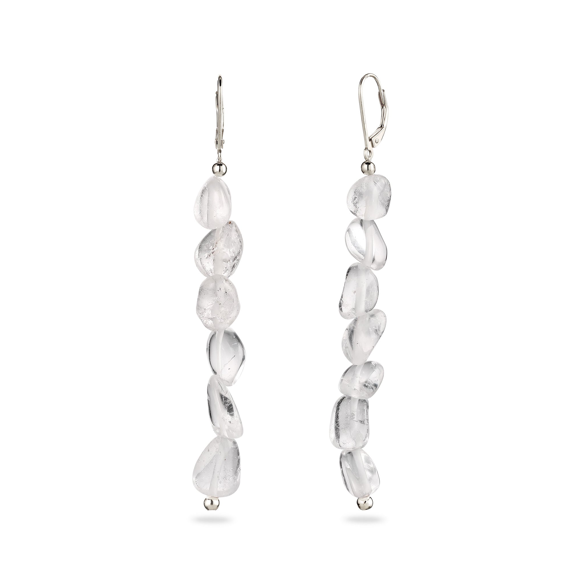 Silber - Elli | Ohrhänger lang | Bergkristall (Transparent) | 925 Sterling Silber